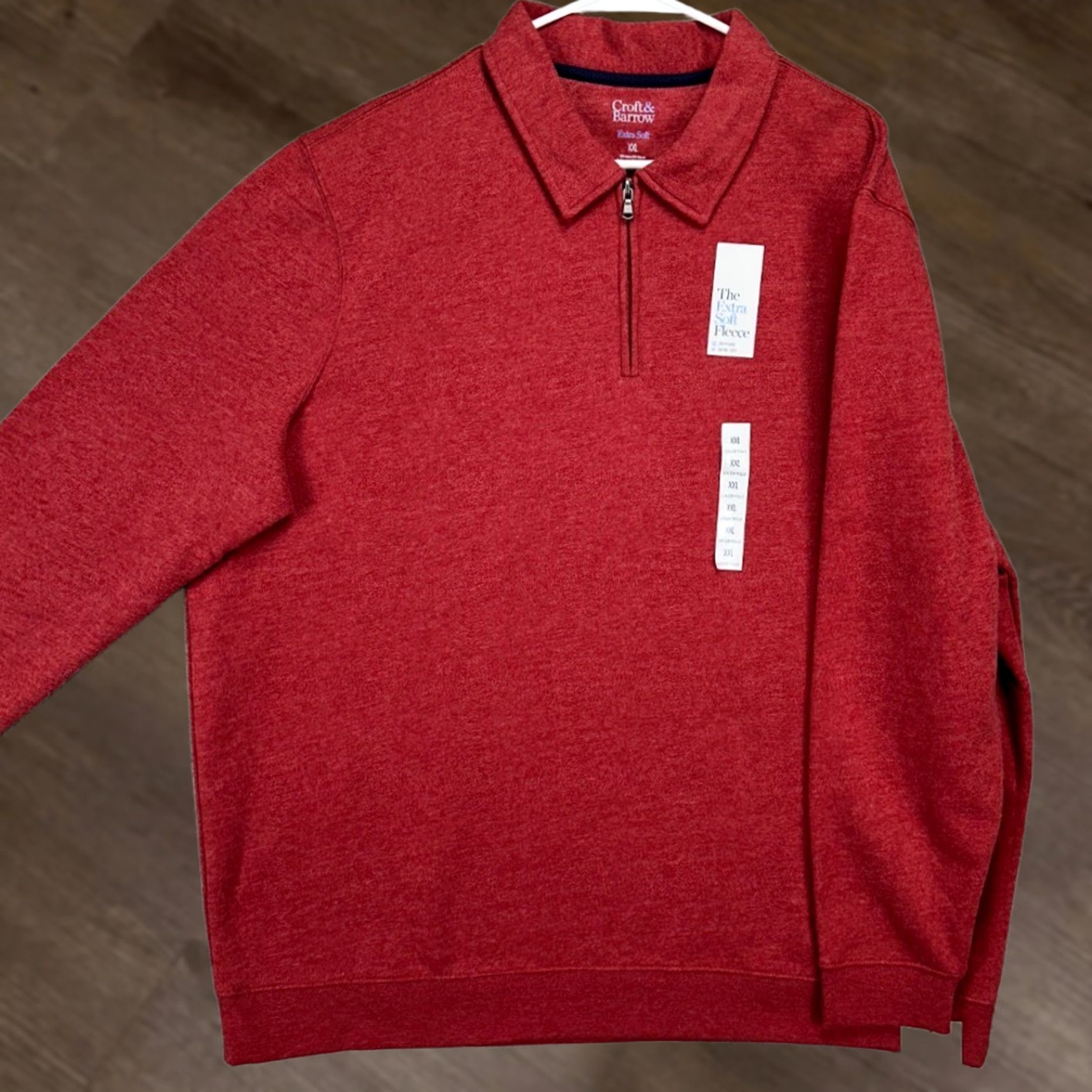 Croft & Barrow VINTAGE? No. Croft Barrow Fleece Zip Polo Sweater Adult 2XL Red Extra Soft Pullover Mens NEW Size US XXL / EU 58 / 5 - 1 Thumbnail
