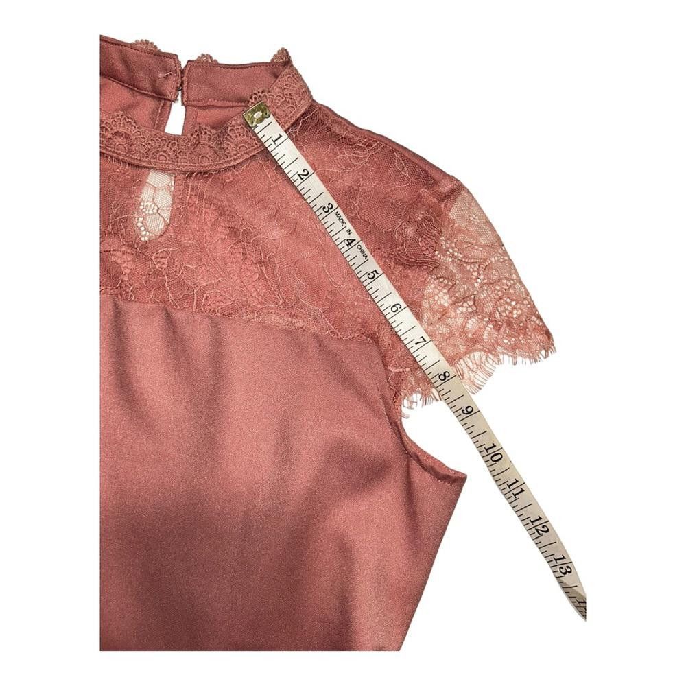Designer Blush Satin High Neck Lace Dress Size 2 Size XS / US 0-2 / IT 36-38 - 8 Thumbnail