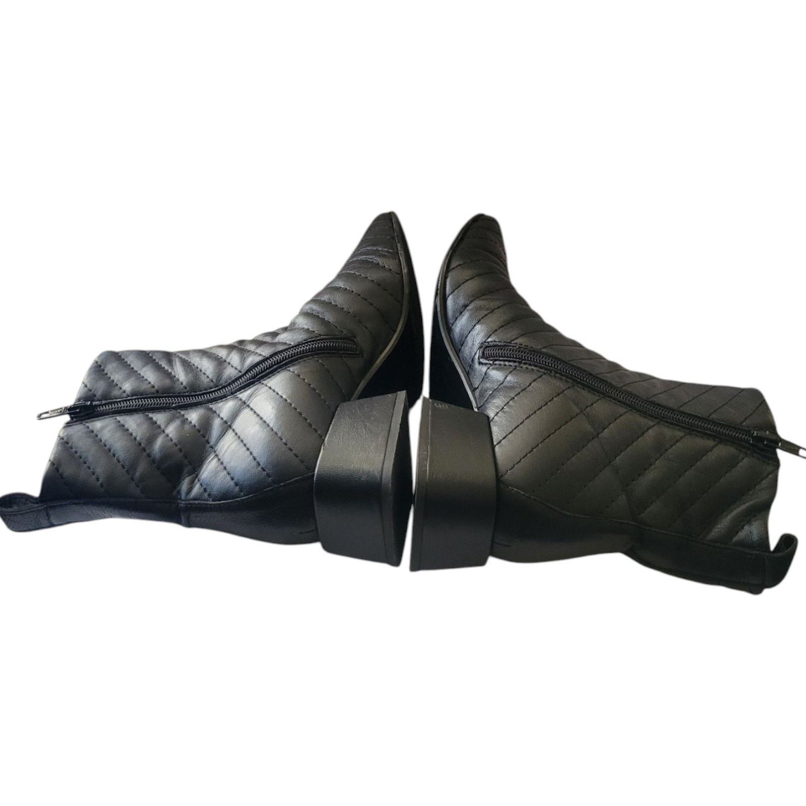 NAMESAKE NAPOLEONI QUILTED BLACK Leather Block Heel Zipped Women Boot Size US 8 / IT 38 - 8 Thumbnail