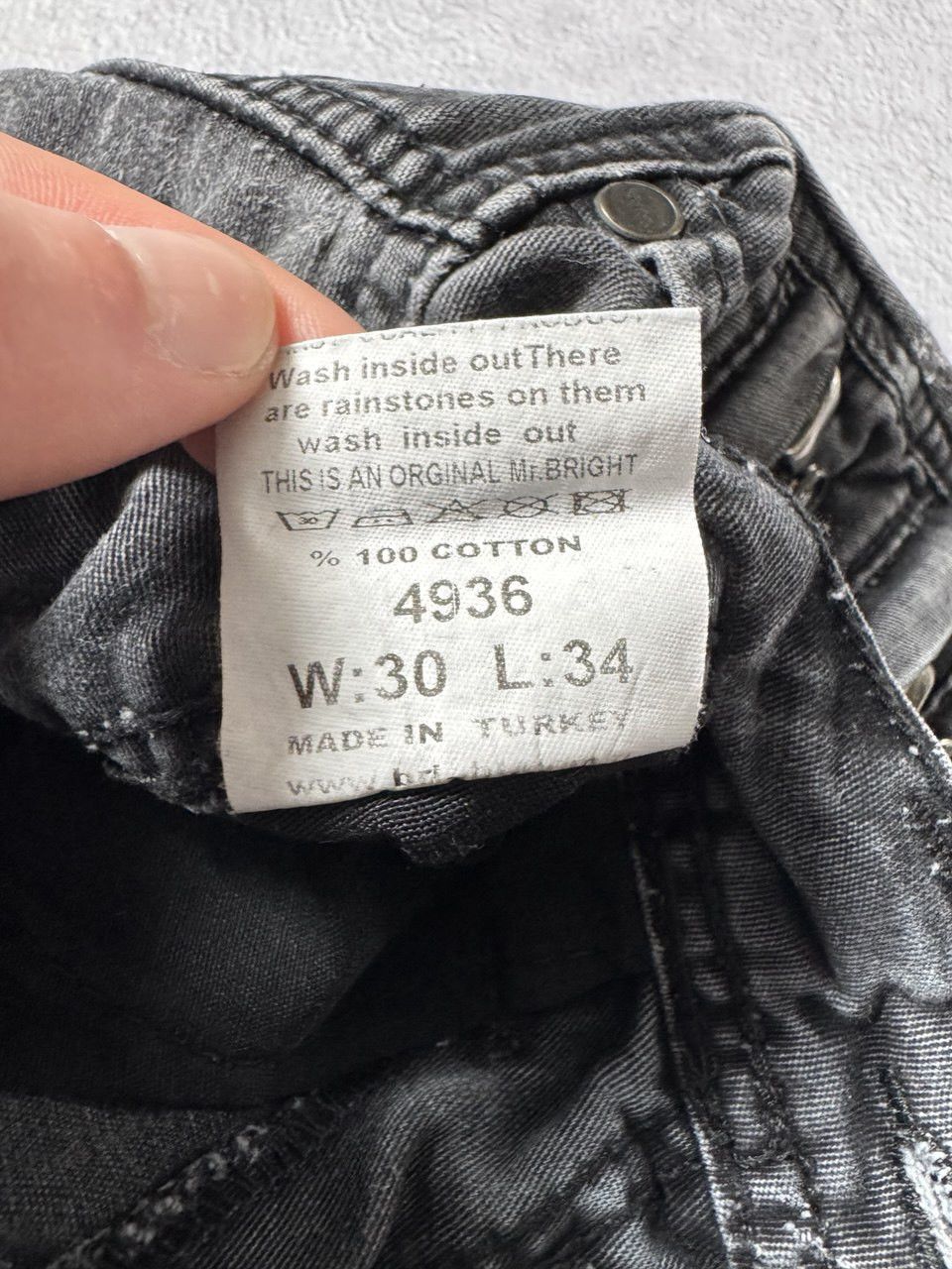 Jean Vintage Multi-Zip Distressed Denim Biker Jeans Washed Black Size US 28 / EU 44 - 7 Thumbnail