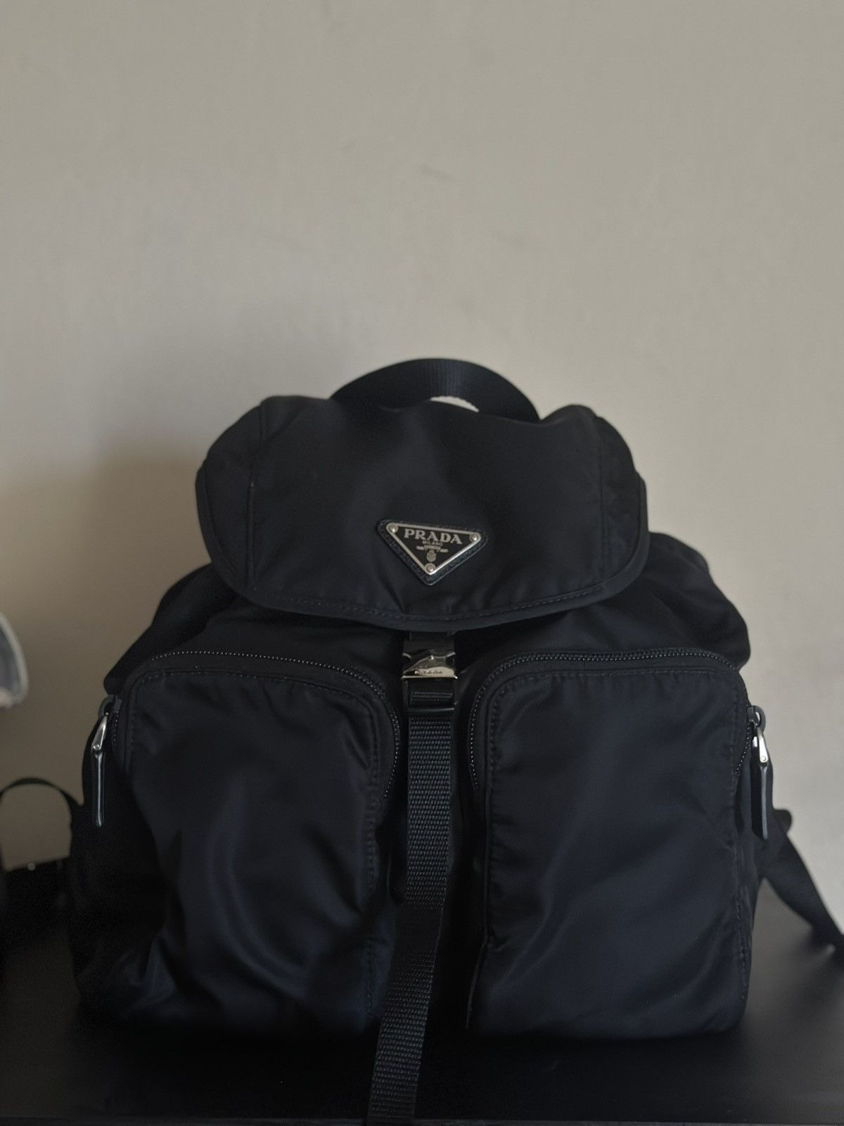 Prada Prada Re-Nylon Black Drawstring Medium Rucksack Backpack Size ONE SIZE - 1 Thumbnail