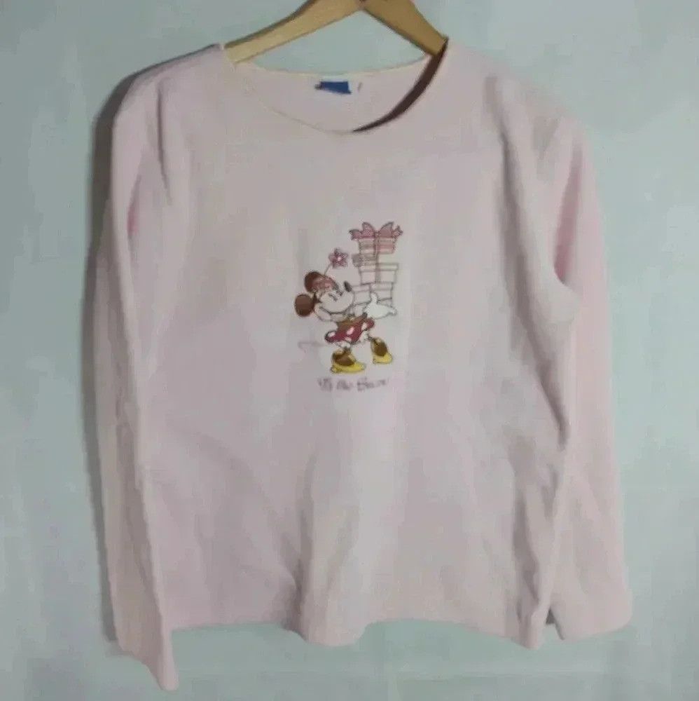 Disney Disney Christmas Xmas Minnie Mouse Pink Fleece shirt sz M T Size ONE SIZE - 3 Thumbnail