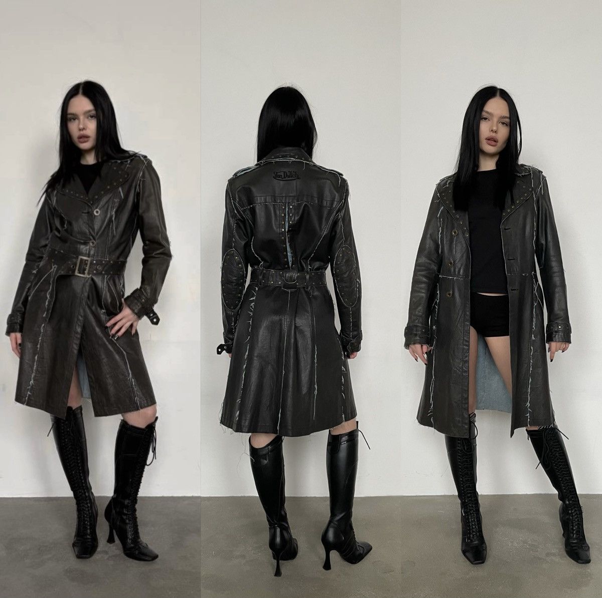 Leather Von Dutch Archive Leather Trench Coat Size S / US 4 / IT 40 - 1 Thumbnail