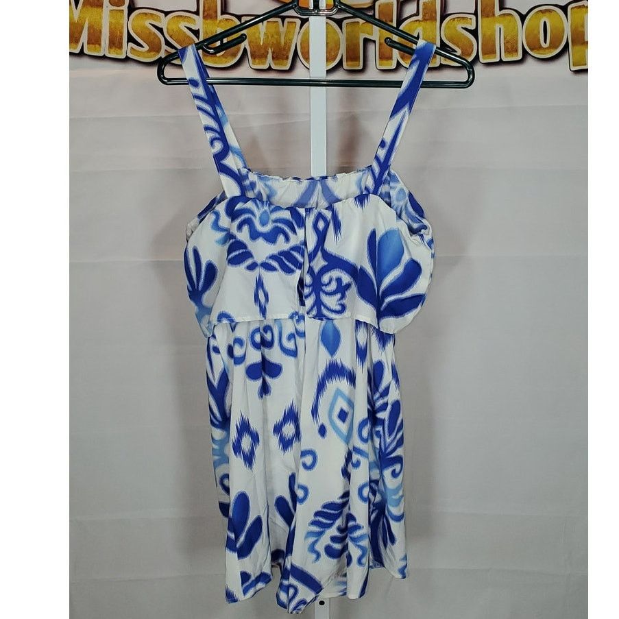 Shein Shein Blue White Sleeveless Romper Juniors Medium NWT Size 30" / US 8 / IT 44 - 3 Thumbnail