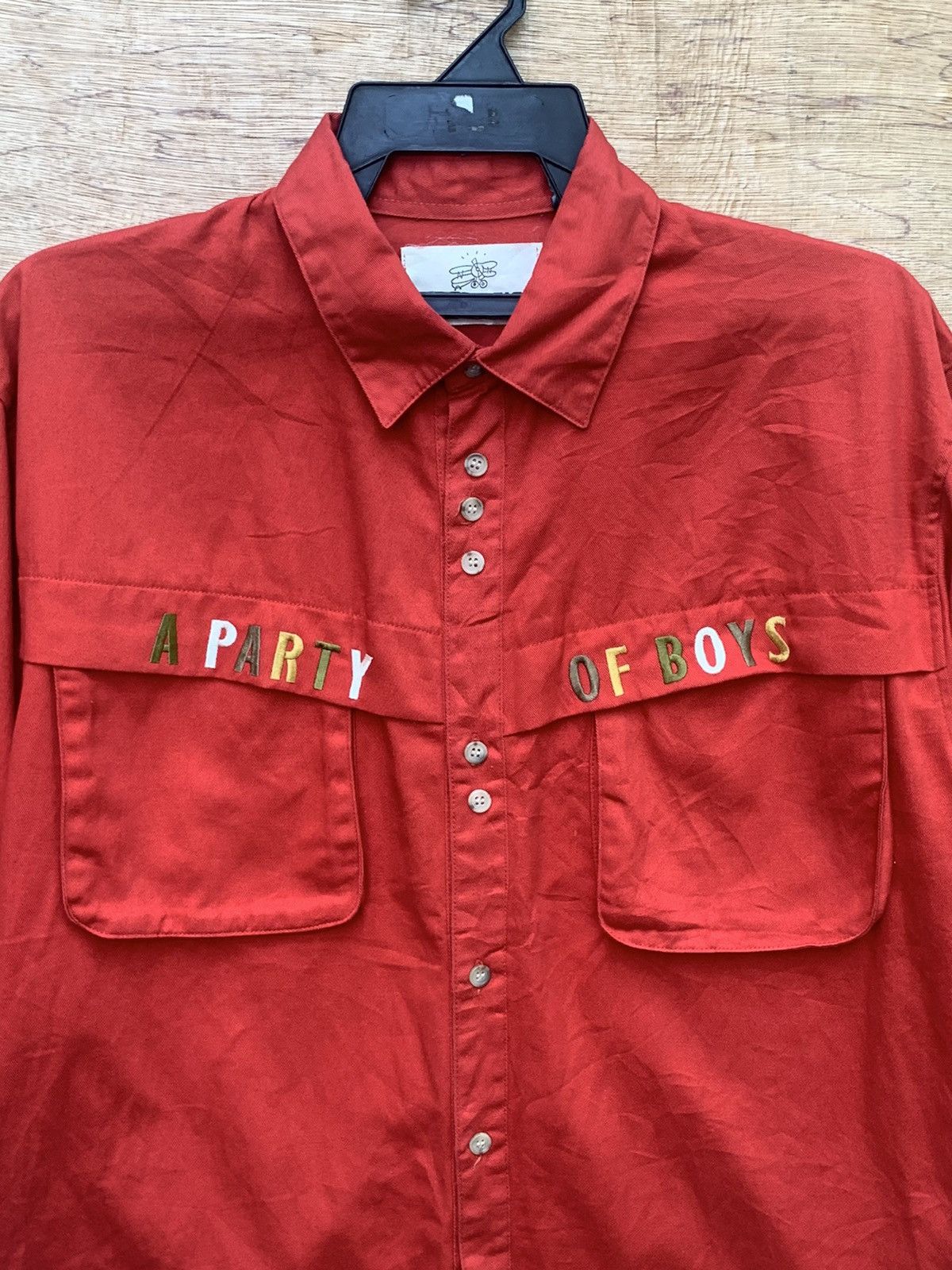 Japanese Brand SAND BEIGE A PARTY OF BOYS Slang Pocket Button Ups Shirt Size US L / EU 52-54 / 3 - 8 Thumbnail