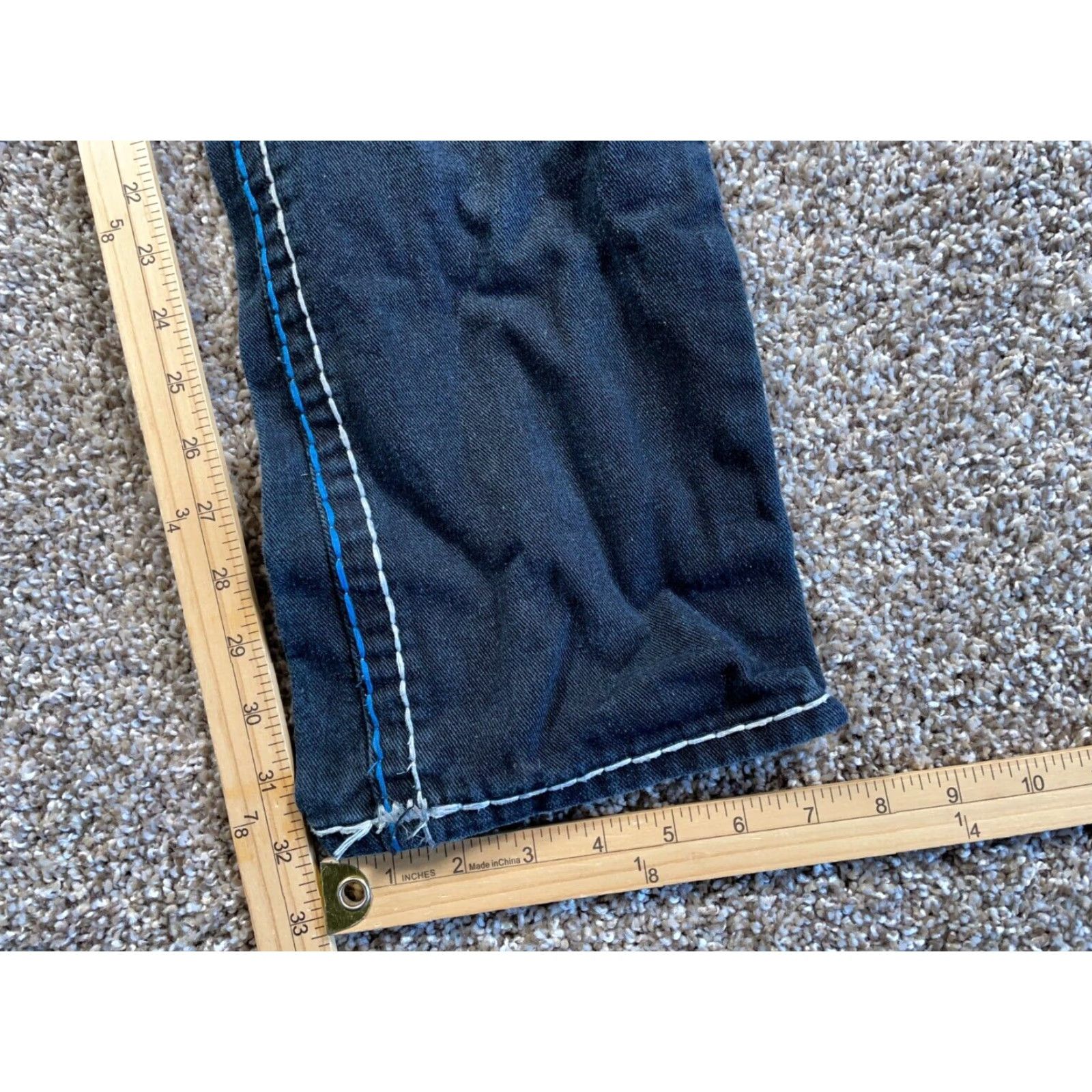 True Religion VINTAGE True Religion Billy Super T Jeans Men's 33 x 32 Black Distressed Straight 90s Rock Size US 33 - 6 Thumbnail