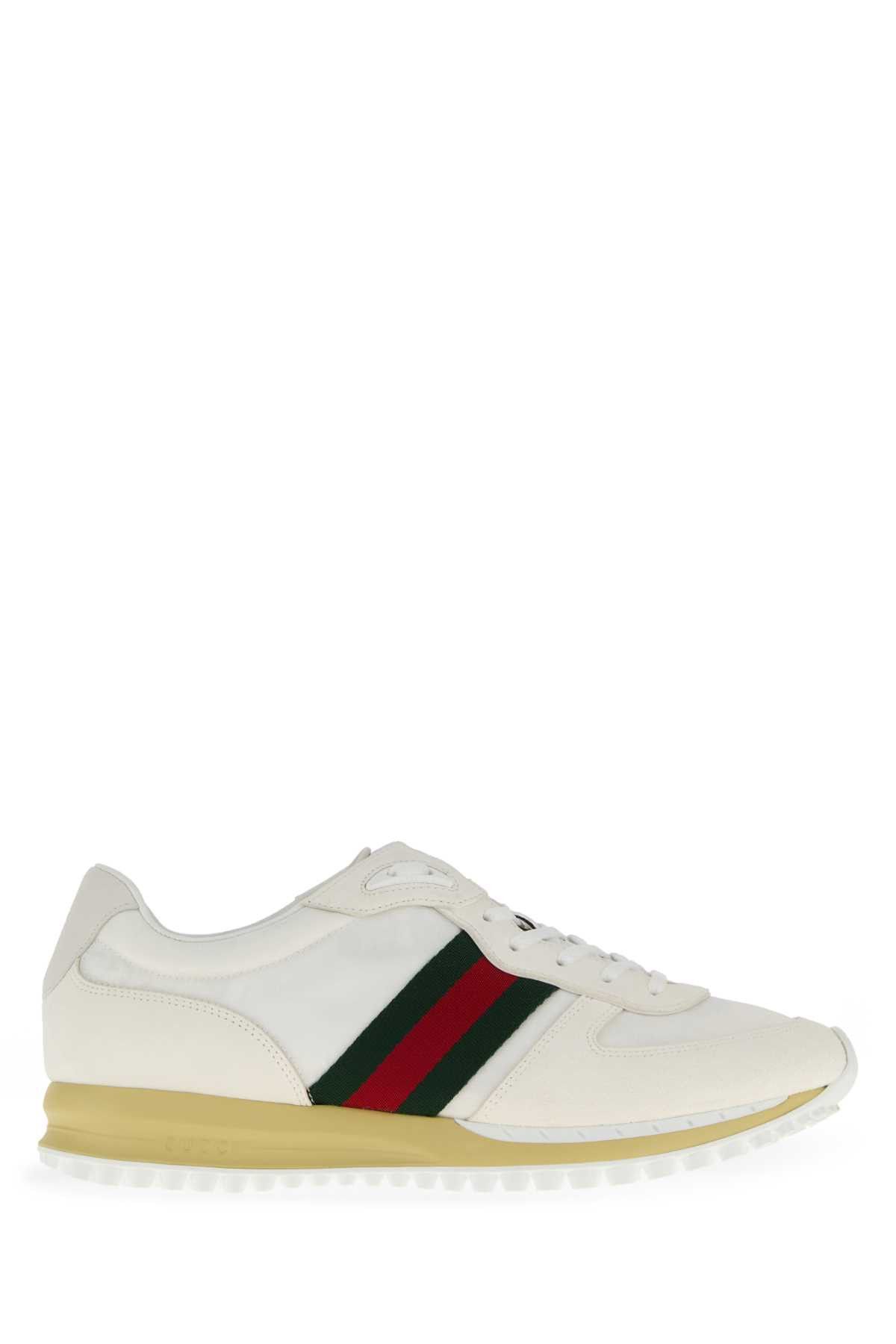 Gucci White Original Gg Fabric And Suede Gucci Re-Motion Sneakers Size US 9 / EU 42 - 1 Thumbnail