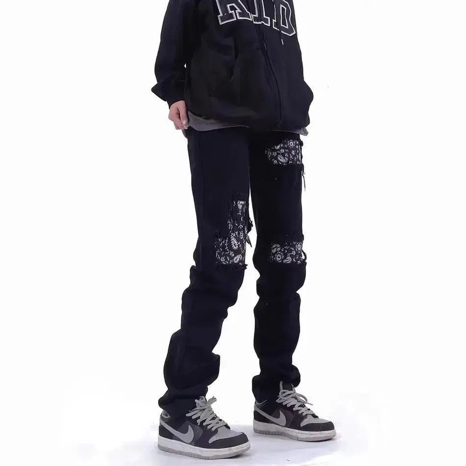 Japanese Brand Mens Skinny Jeans Street Black Hole Slim Fit Size US 32 / EU 48 - 4 Thumbnail
