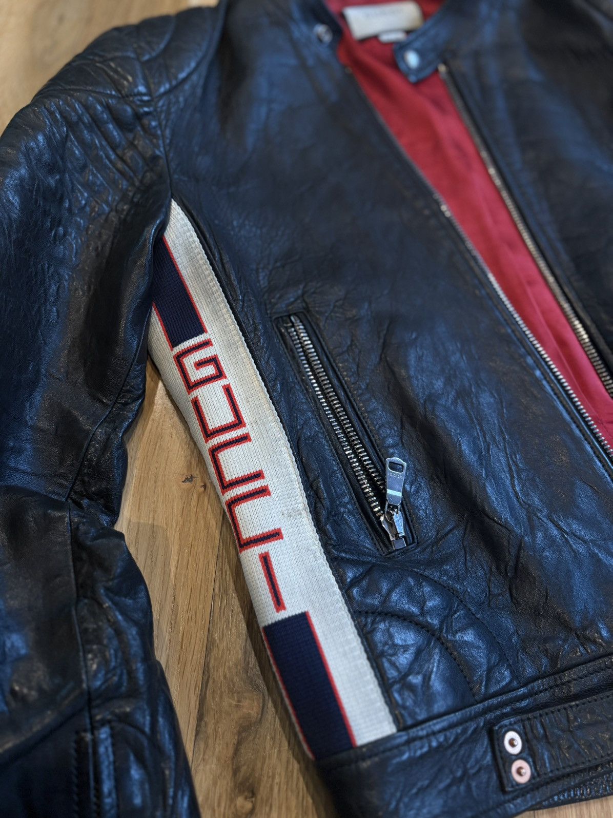 Gucci Gucci Mens Leather Moto Jacket Size 48 Size US M / EU 48-50 / 2 - 2 Thumbnail