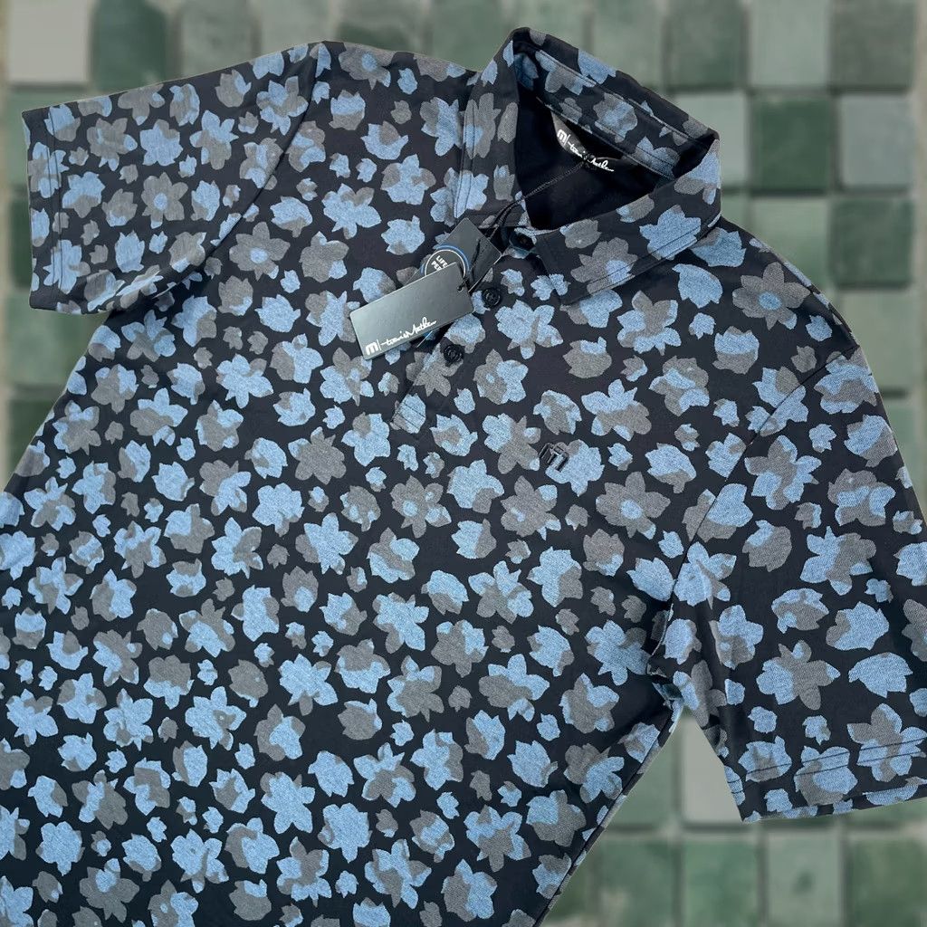 TravisMathew Travis Mathew By The Wharf Golf Polo Shirt Men M Black Floral Performance Shirt Size US M / EU 48-50 / 2 - 1 Thumbnail