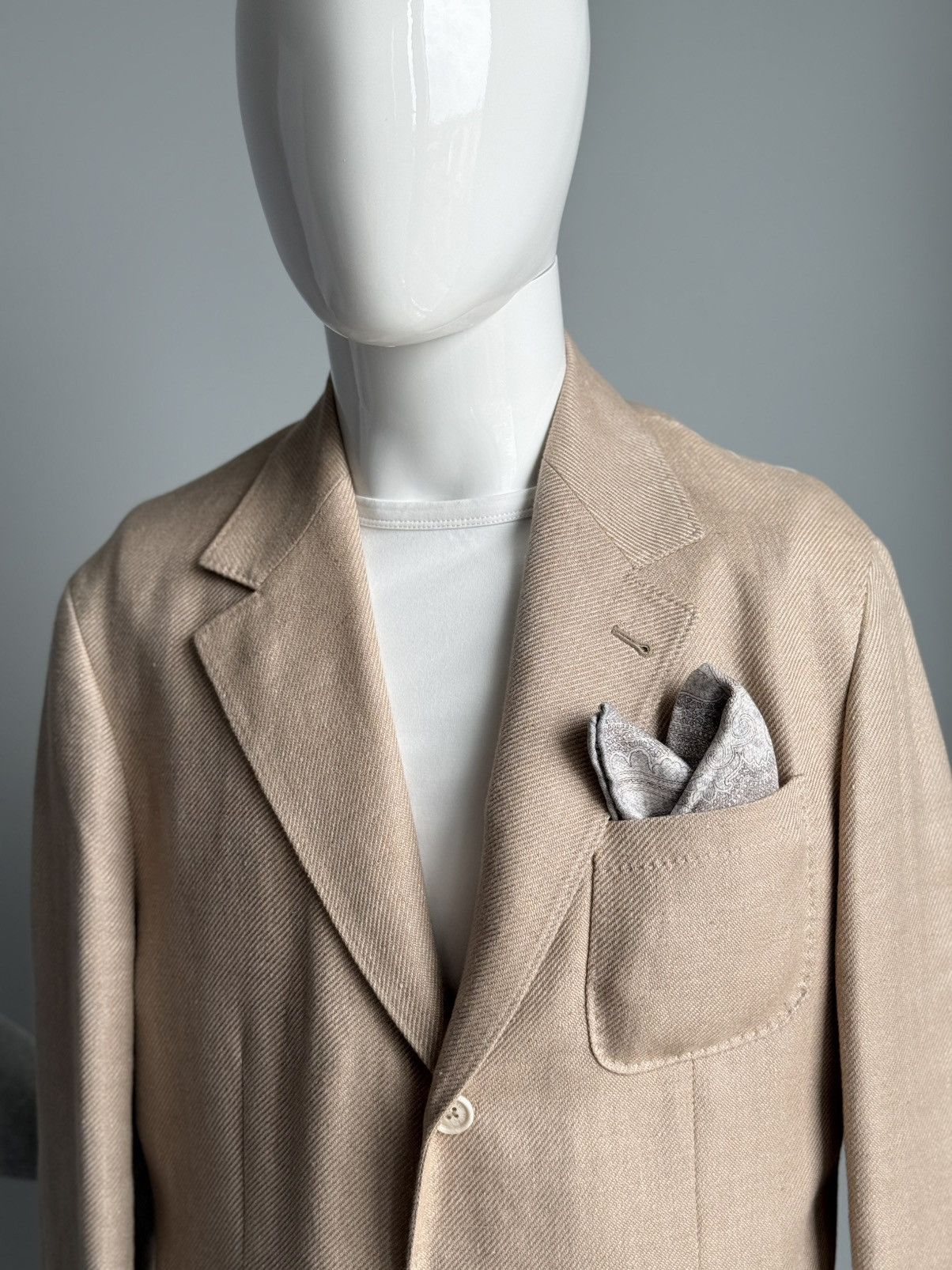 Brunello Cucinelli NWT Brunello Cucinelli Wool Linen Silk Beige Blazer Mens 50 Size 40R - 9 Thumbnail