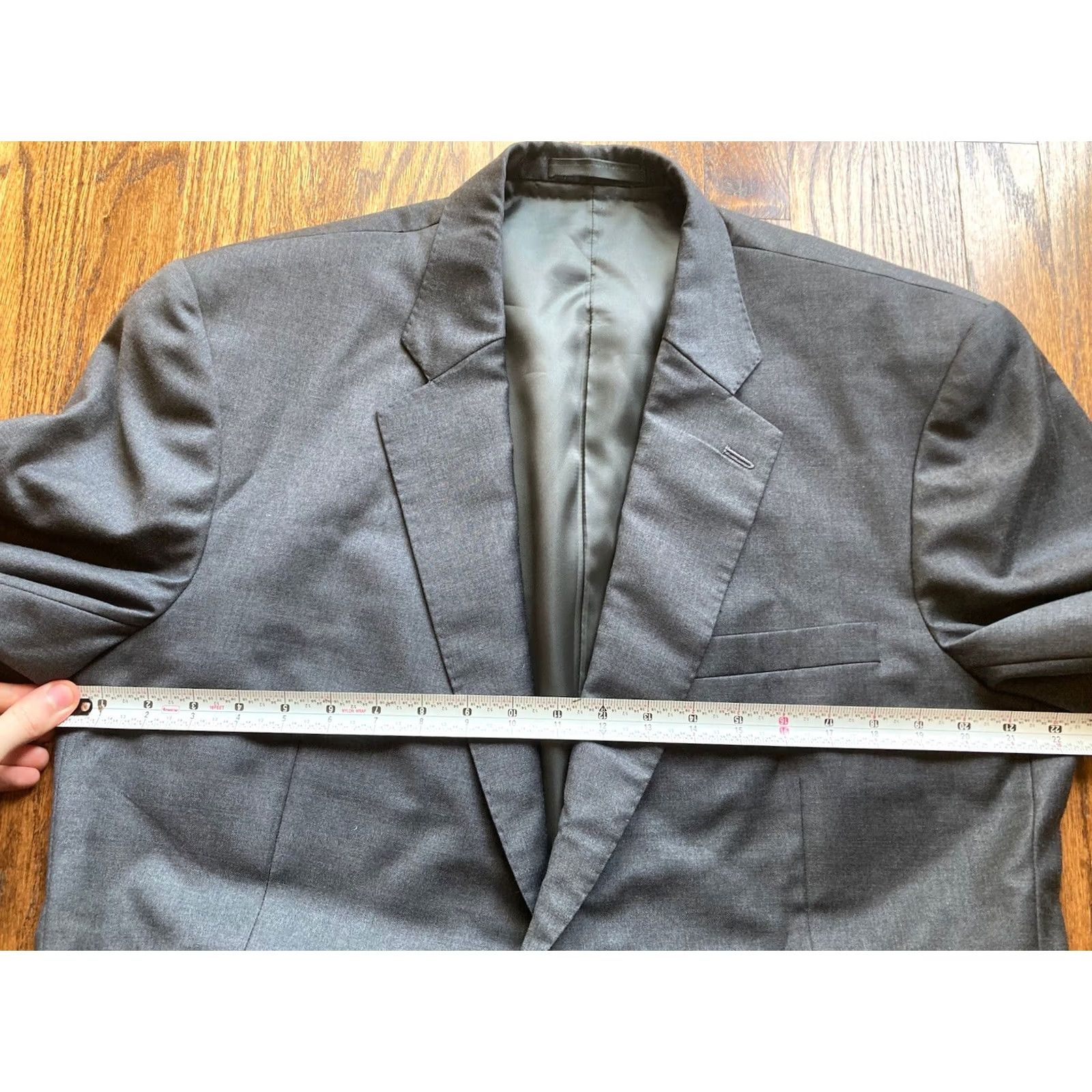 Vintage E Thomas Super 150's Wool Blazer Jacket Sport Coat Size 44R Charcoal Gray Mens Size 44R - 7 Thumbnail