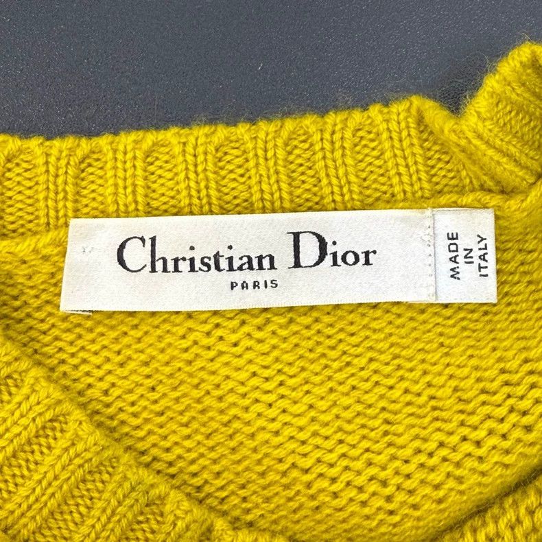 Dior Dior Size 38 Light yellow five-pointed cashmere short-slee Size US XS / EU 42 / 0 - 5 Thumbnail