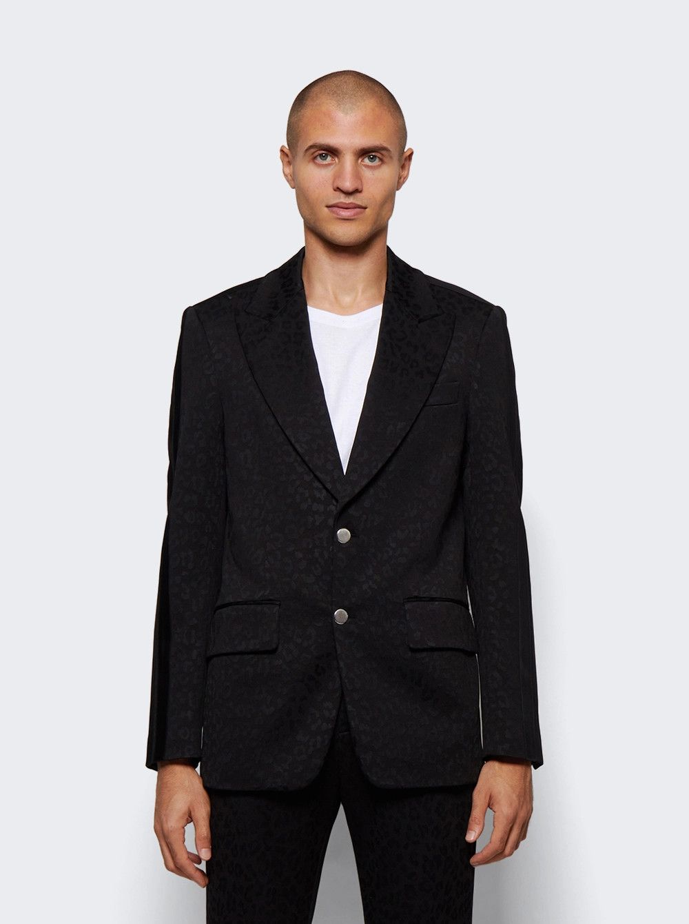 Palm Angels o1mle0426 Tonal Leopard Blazer in Black Size US L / EU 52-54 / 3 - 3 Thumbnail