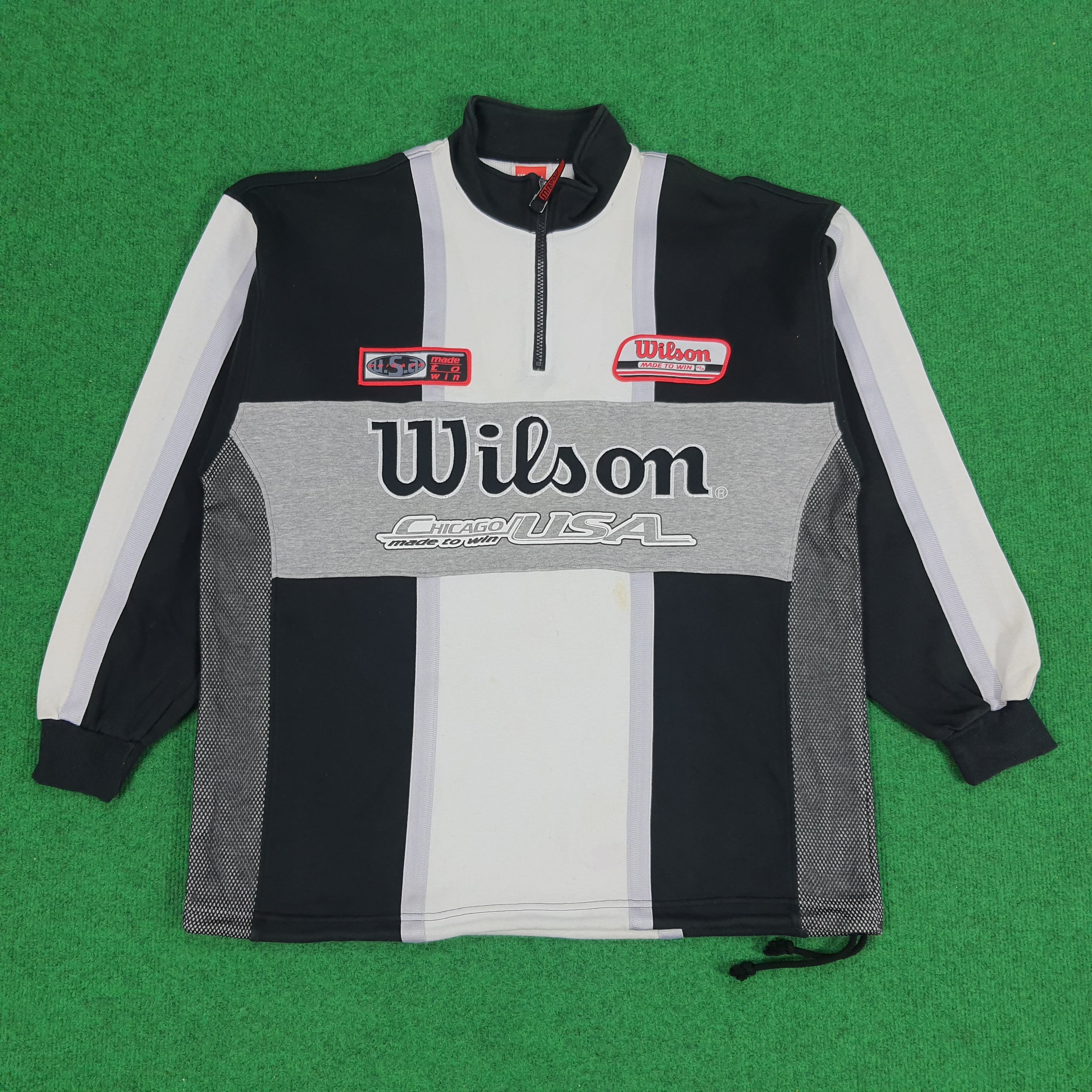 Vintage × Wilson Vintage Wilson Chicago Made To Win USA Halfzip Sweatshirt Size US L / EU 52-54 / 3 - 1 Thumbnail