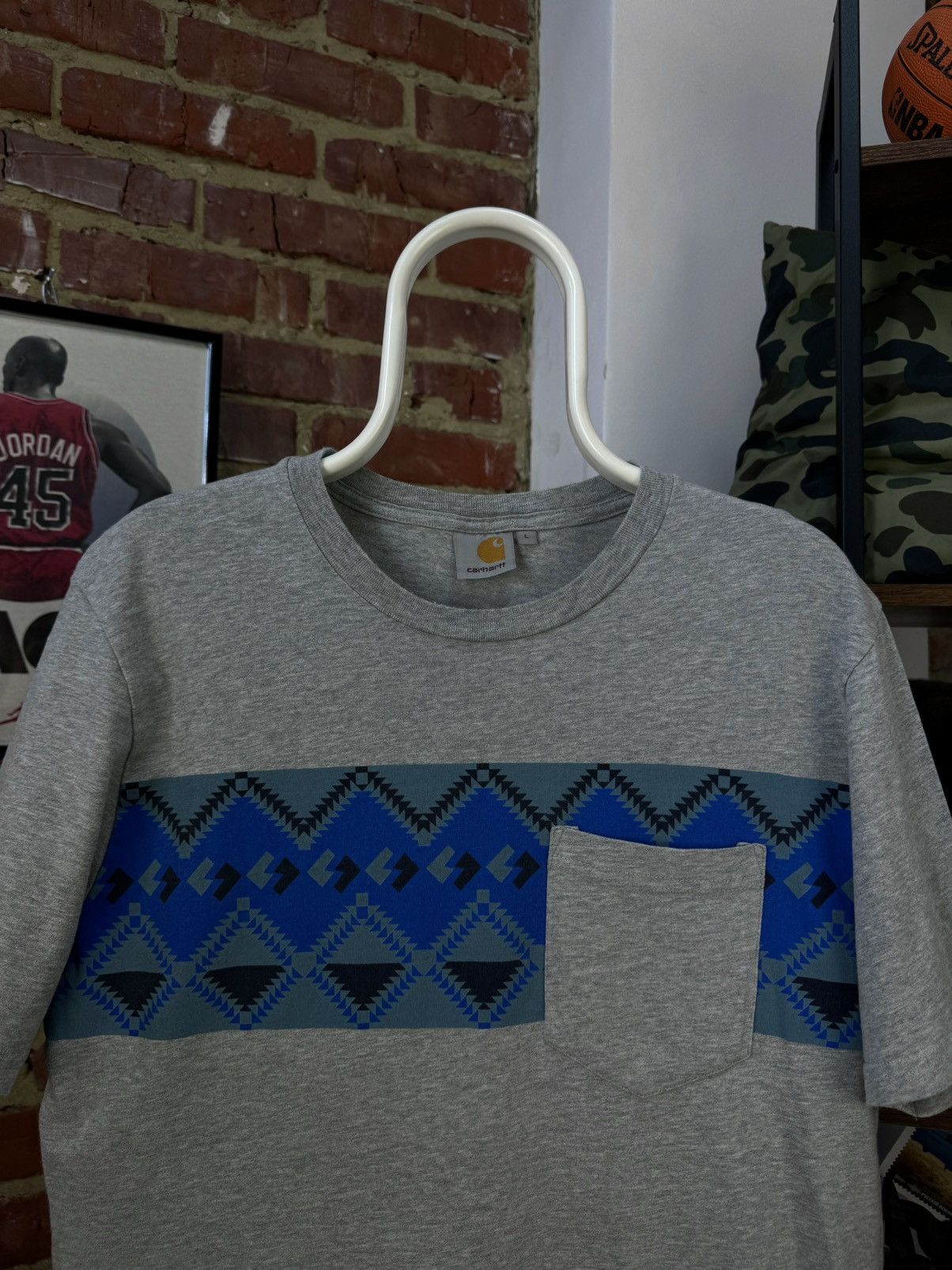 Carhartt CARHARTT Native Pocket Short Sleeve Grey Printed T-Shirt Size US M / EU 48-50 / 2 - 1 Thumbnail