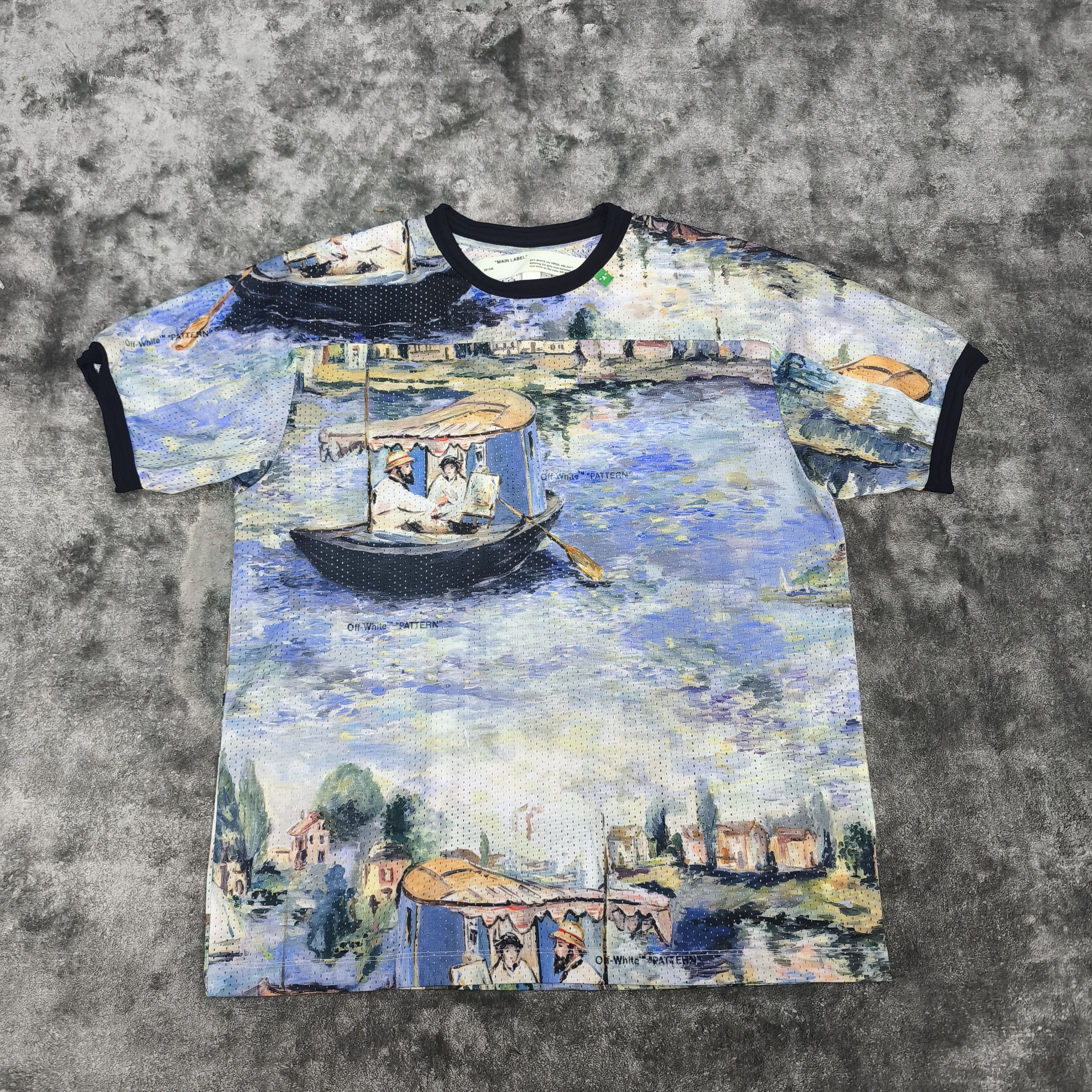 Off-White 2019 Virgil Abloh Mesh Impressionism Lake Logo T-Shirt Size US L / EU 52-54 / 3 - 2 Thumbnail