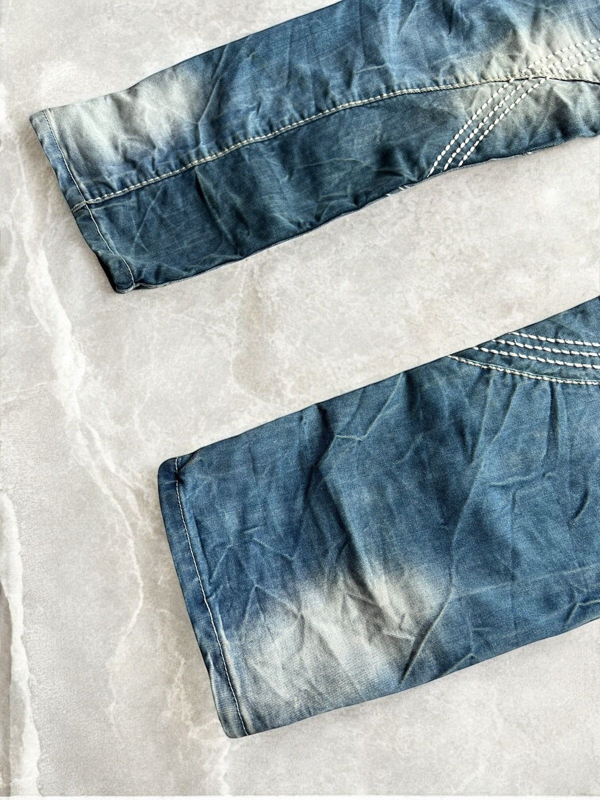 Vintage CRAZY MULTICOLOURED WIDE JEANS VINTAGE WASHED DENIM PANTS Size US 36 / EU 52 - 9 Thumbnail