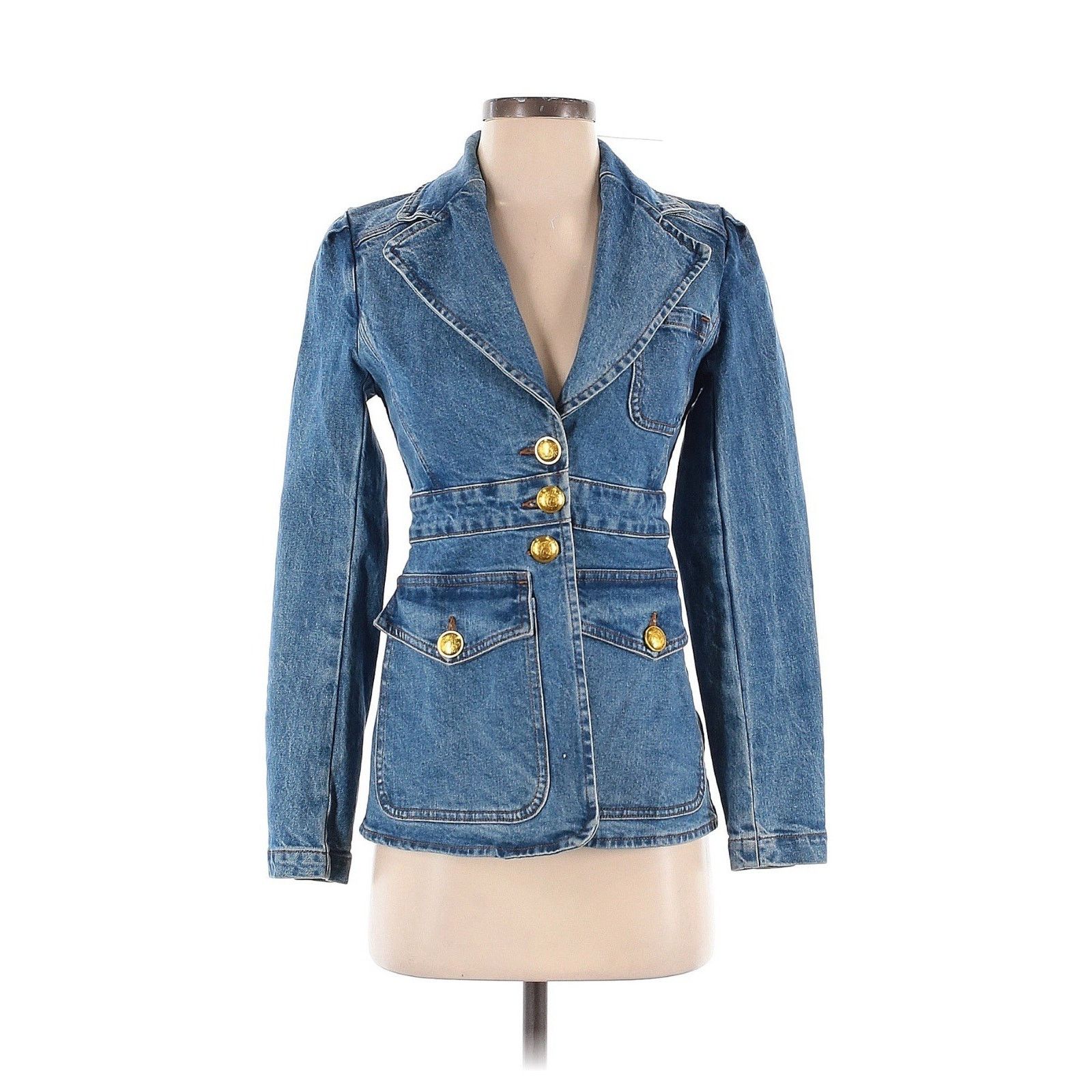 A.L.C. NWT A.L.C. - Amelia Jacket Medium Wash Blue Gold Buttons 2 Size XS / US 0-2 / IT 36-38 - 2 Thumbnail