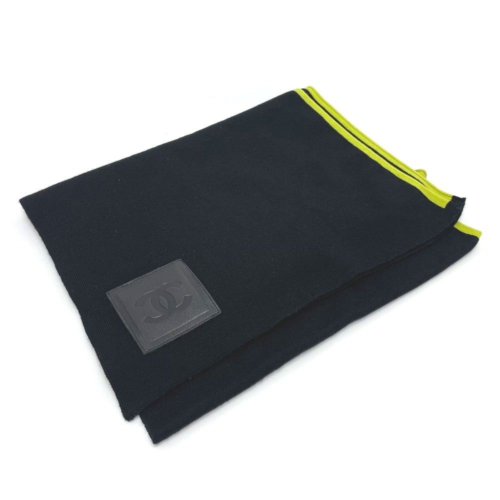 Chanel Chanel Sports Cc Coma Mark Scarf Wool/Cashmere Unisex Black×Fluorescent Green Size ONE SIZE - 1 Thumbnail