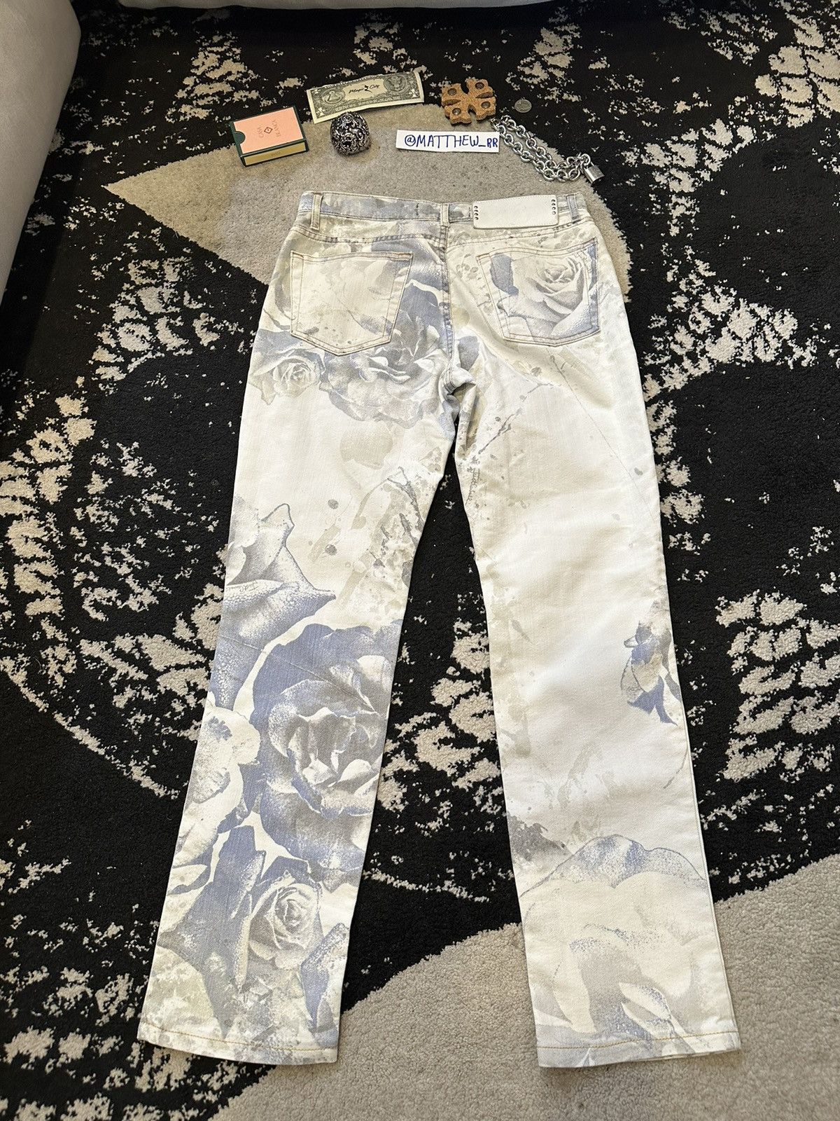 Just Cavalli Just Cavalli Rose Denim All Over Print Size US 29 - 3 Thumbnail