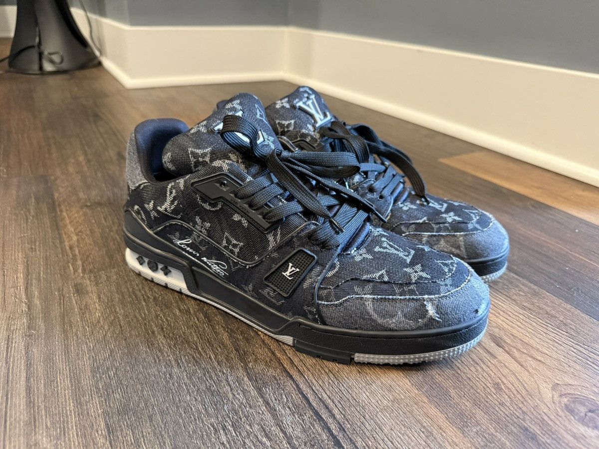 Louis Vuitton Louis Vuitton LV Trainer Black Monogram Denim Size US 12 / EU 45 - 1 Thumbnail