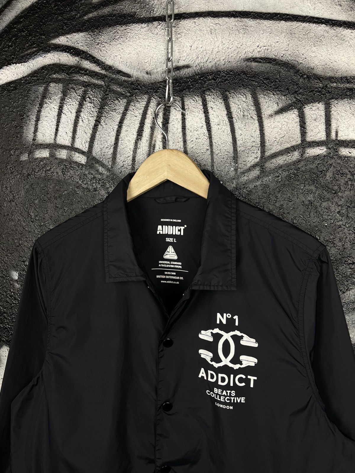 ADDICT Addict London Beats Collection Black Nylon Coach Jacket Men’s Size Large Size US L / EU 52-54 / 3 - 2 Thumbnail