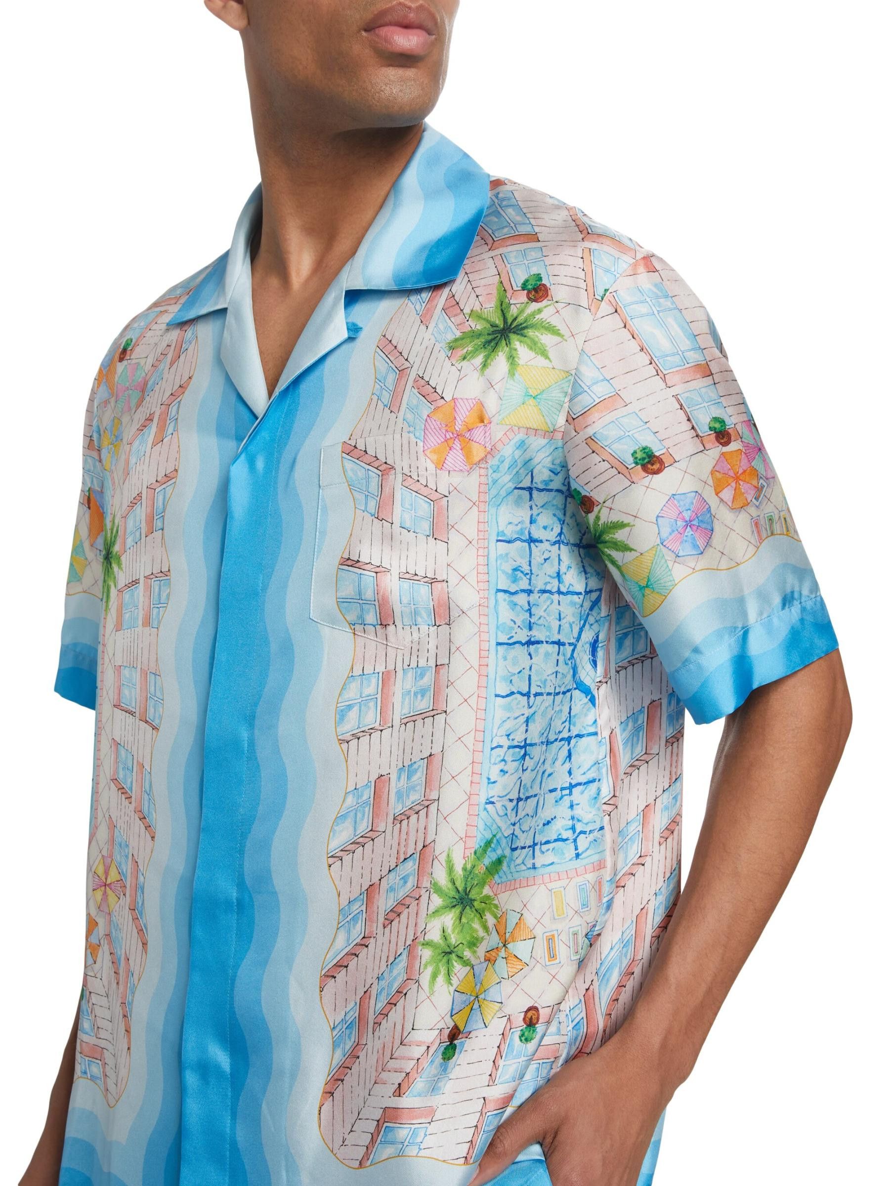Casablanca os11x0725 The Dive Graphic Silk Camp Shirt in Multicolor Size US M / EU 48-50 / 2 - 5 Thumbnail