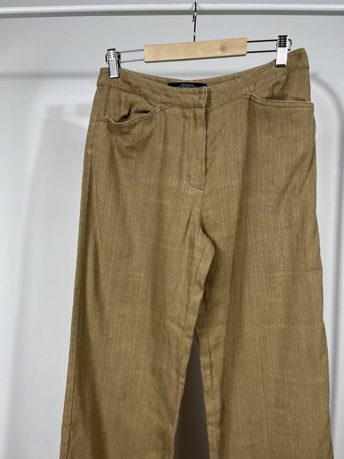 Max Mara MaxMara Weekend brown linen blend wide leg trousers pants Size 30" / US 8 / IT 44 - 3 Thumbnail