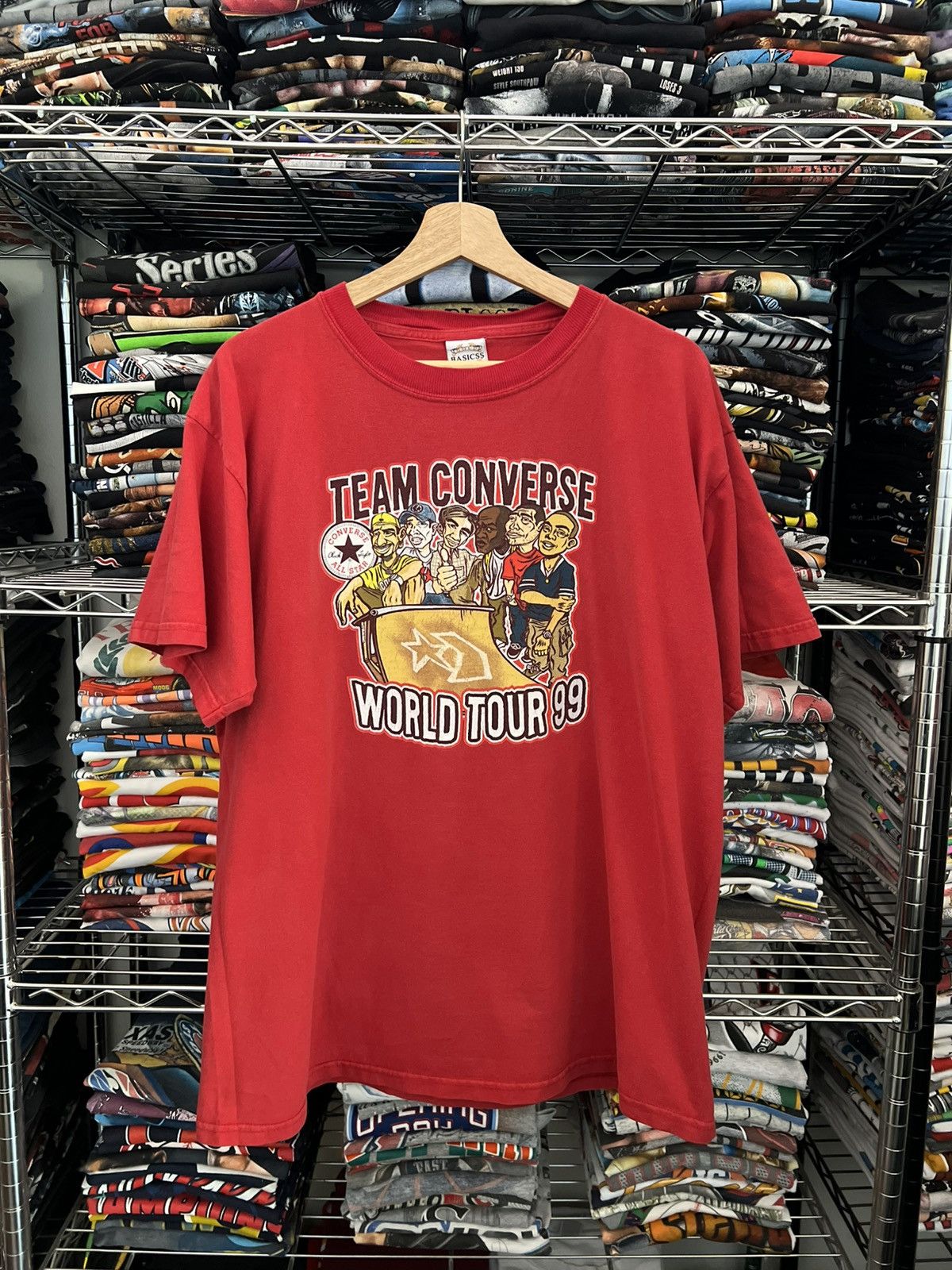 Converse 1999 Converse World Tour Skate Caricature Tee 90s Size US XL / EU 56 / 4 - 1 Thumbnail