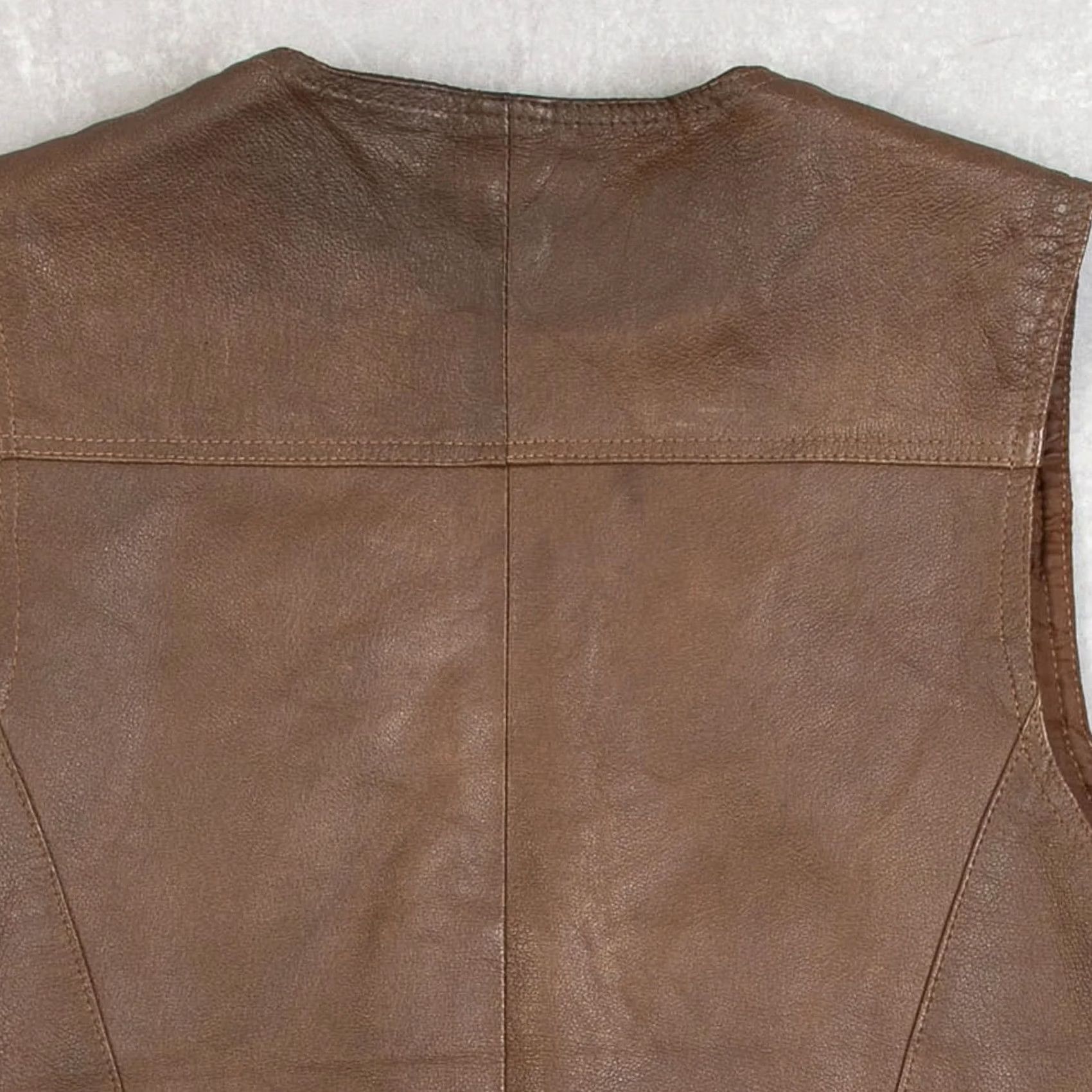 Vintage VINTAGE Leather Vest Jacket Medium Men's 1980s Brown Western Rodeo Size US S / EU 44-46 / 1 - 4 Thumbnail