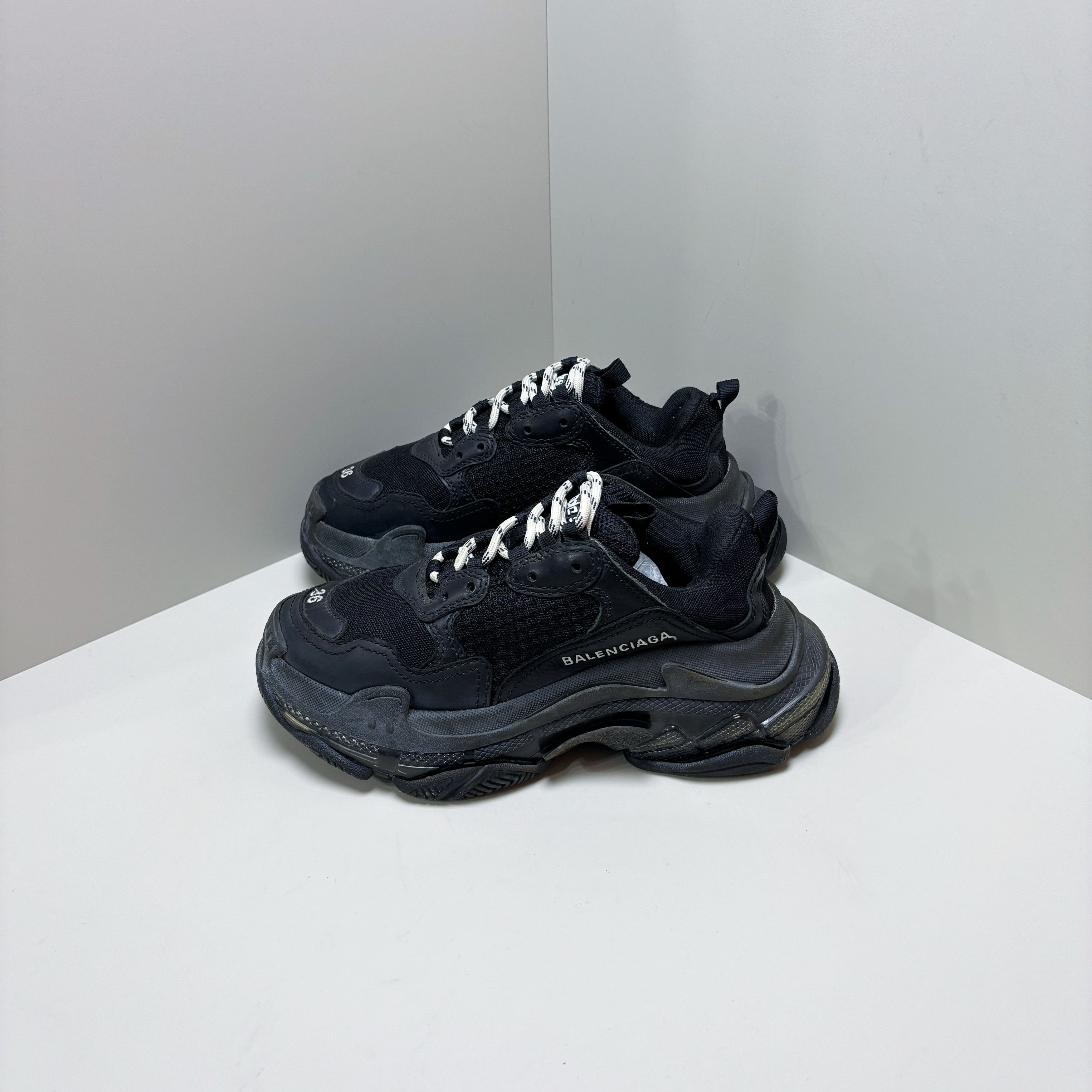 Balenciaga BALENCIAGA Triple S Black Sneakers Size 38 With