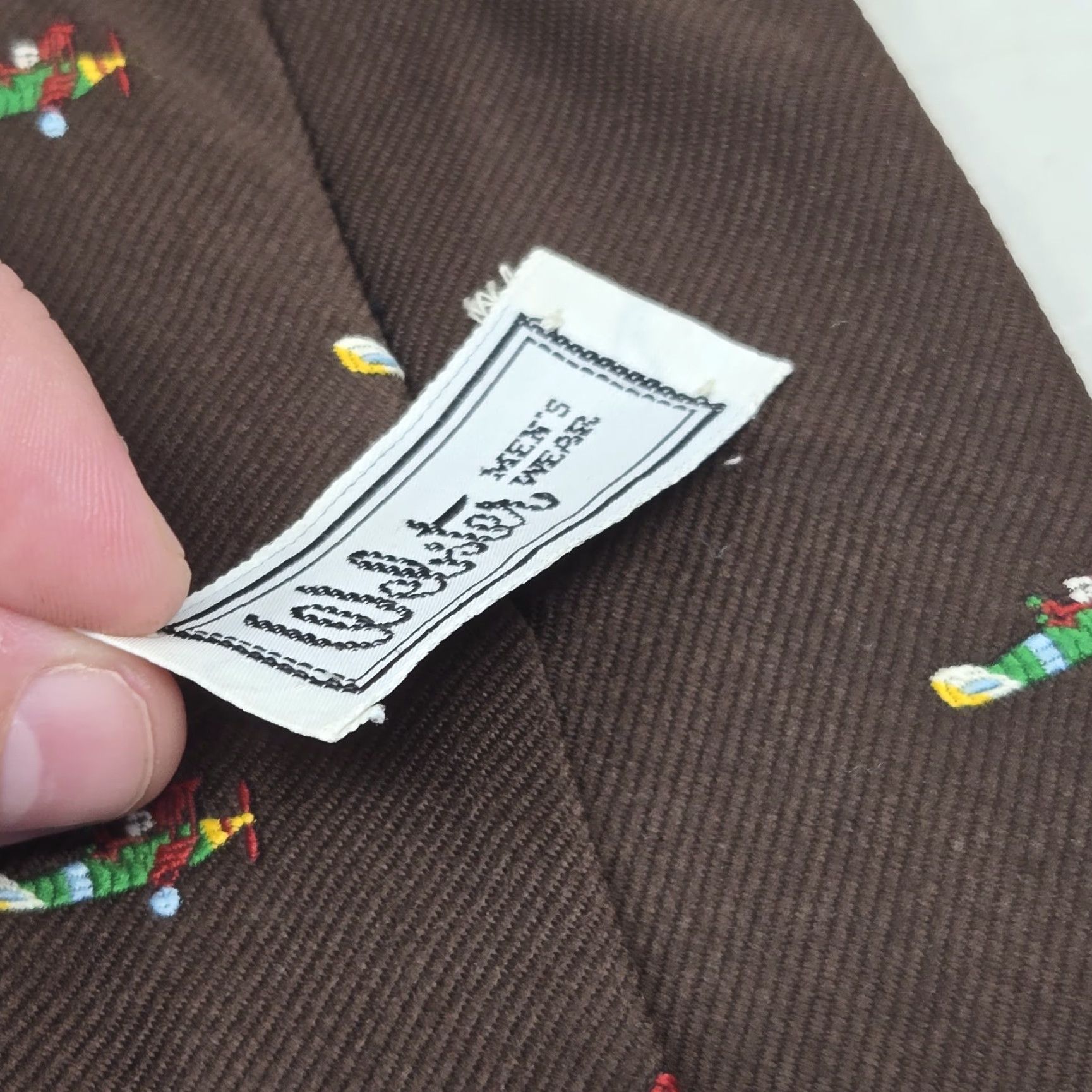 Vintage VINTAGE Webster Mens Wear Embroidered Planes Neck Tie Brown 1950s 54" MCM Mens Size ONE SIZE - 6 Thumbnail