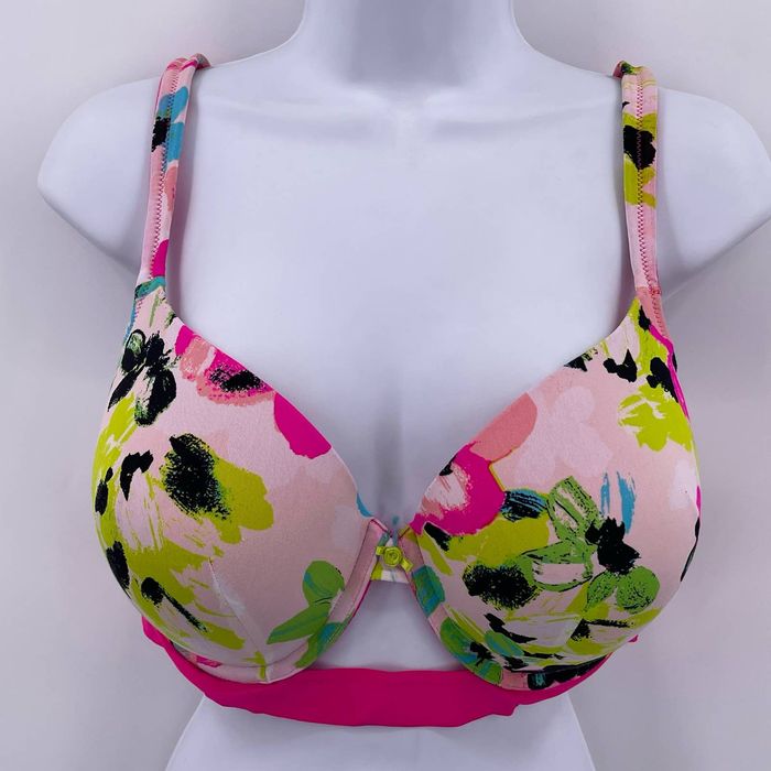 Other Cacique 36F Pink Floral Balconette Push Up Bra Underwire