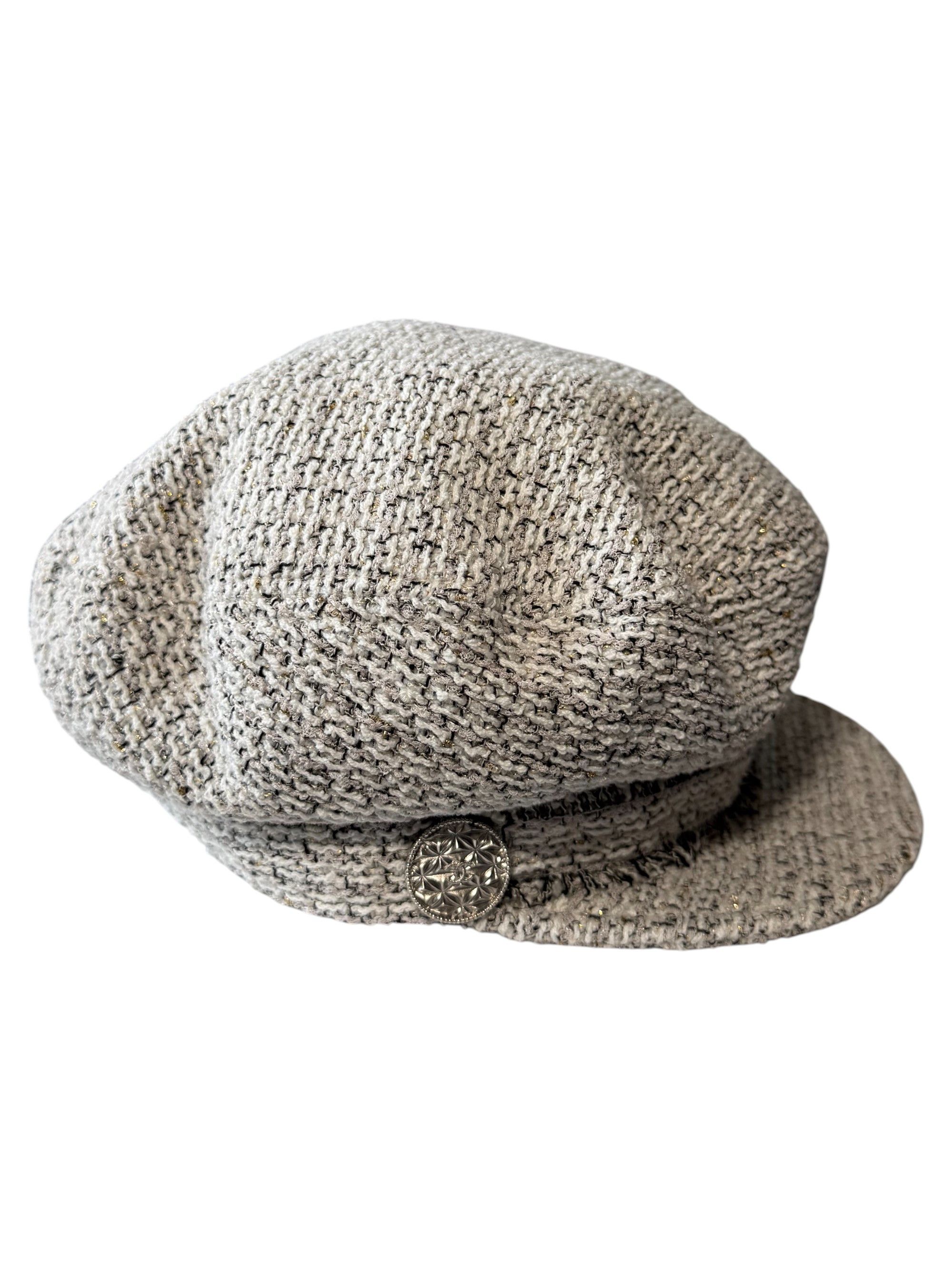 Chanel Chanel White Black Gold Tweed Newsboy Cap Size ONE SIZE - 3 Thumbnail