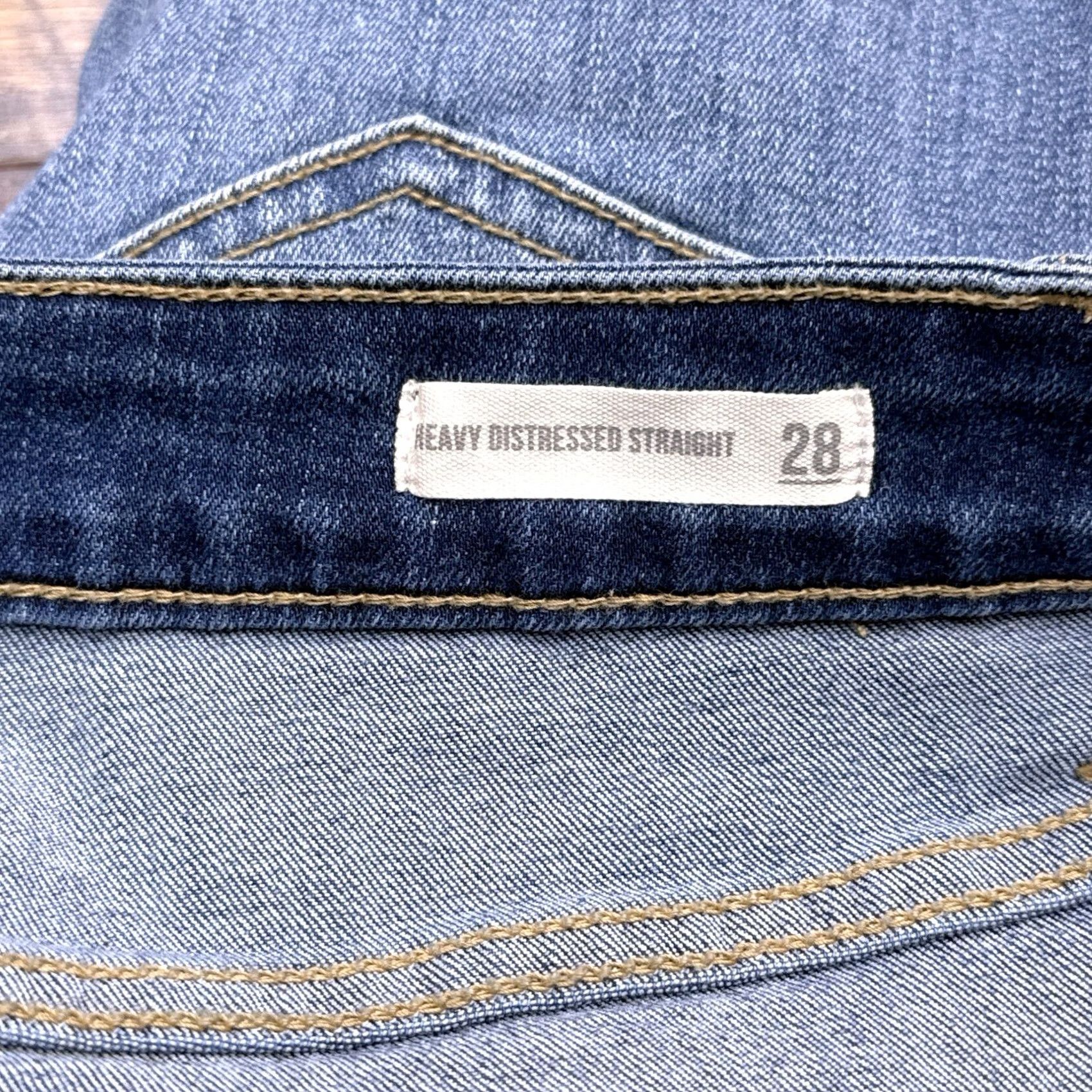 Vintage Harper Heritage Straight Jeans Womens 28 Heavy Distressed Stretch New Size 28" / US 6 / IT 42 - 6 Thumbnail