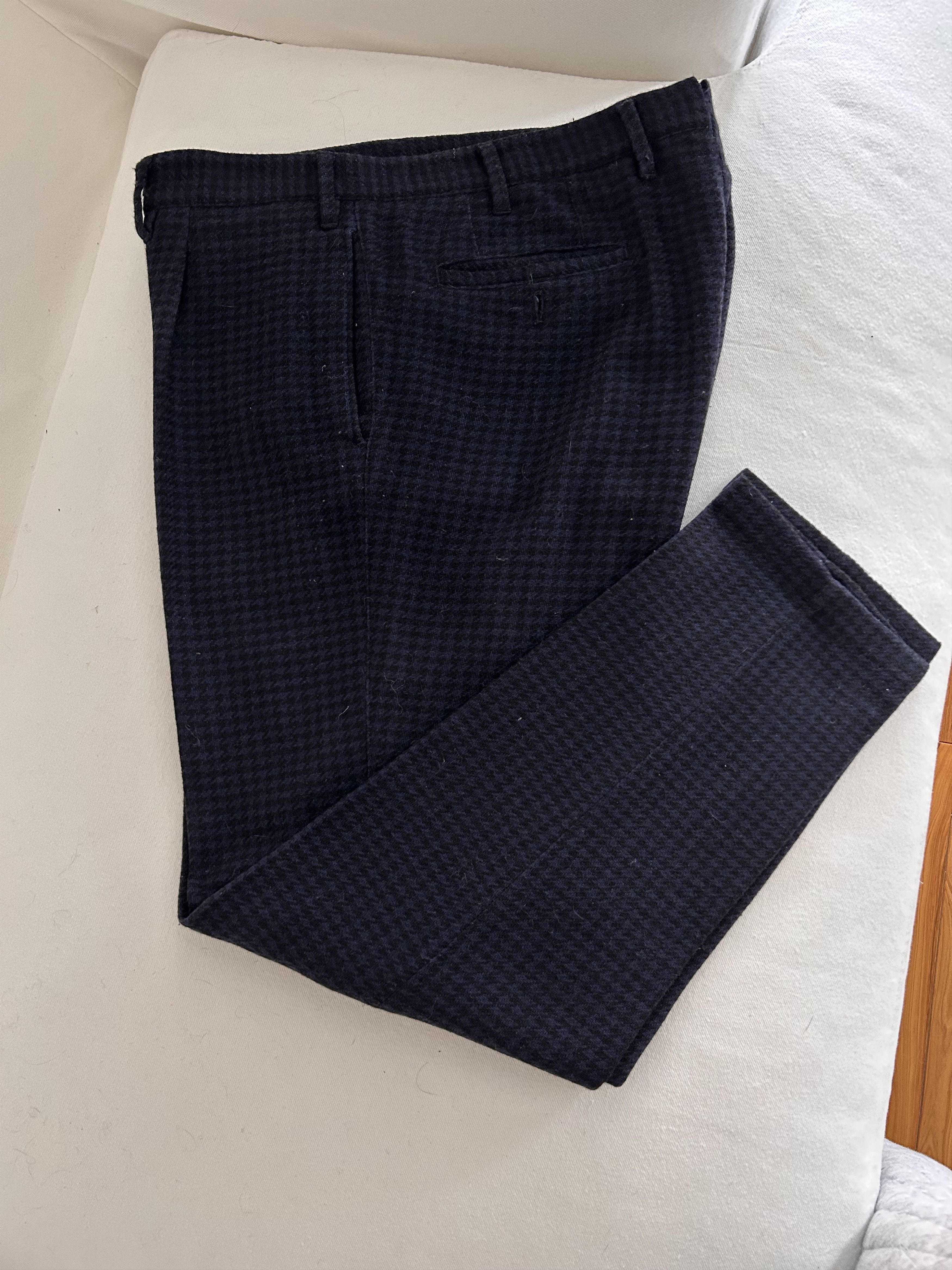 THE GIGI The Gigi blue and black houndstooth pleated trousers Size 50R - 1 Thumbnail