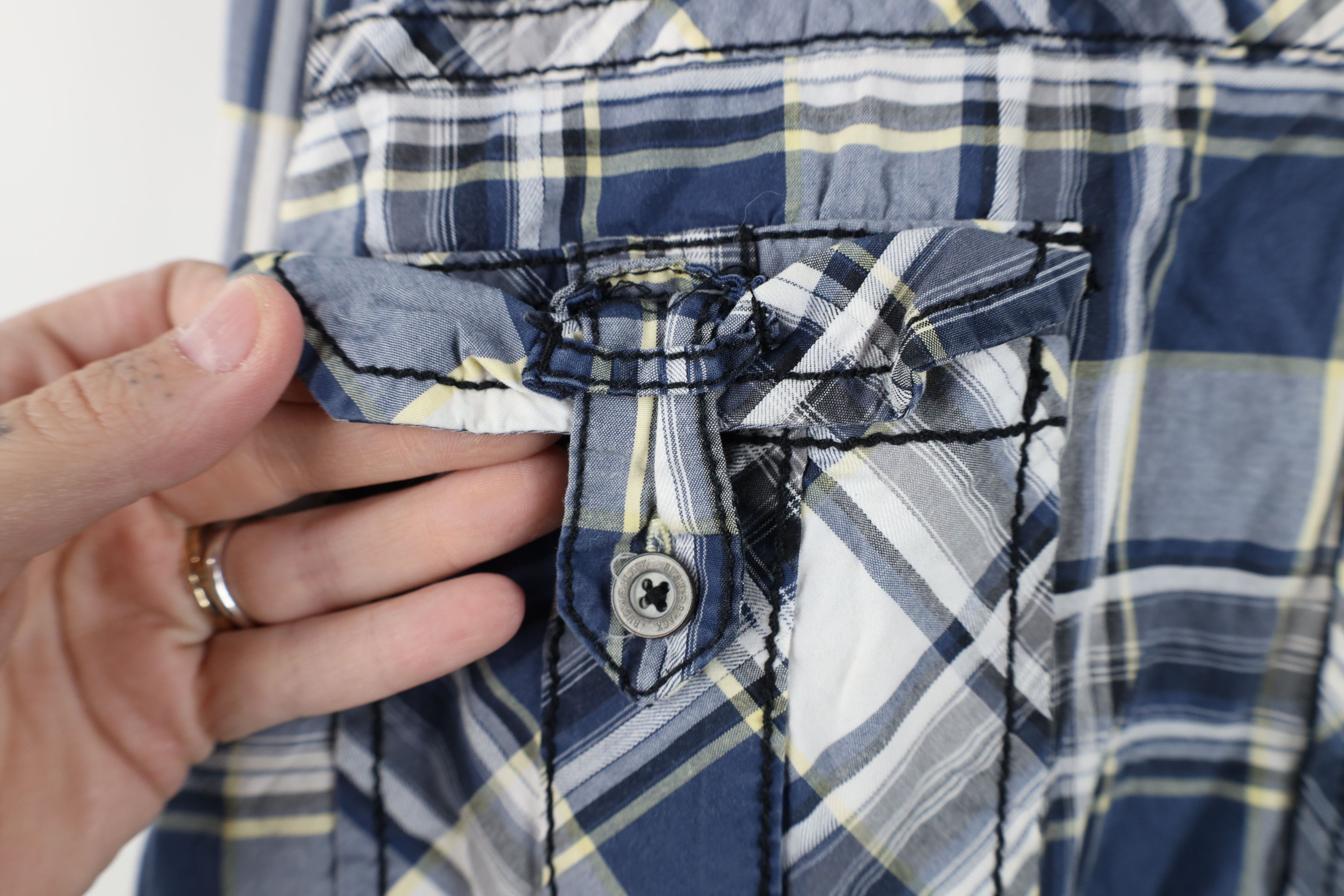 Vintage Buckle BKE Fit Thick Stitch Collared Button Shirt Blue Plaid Size US XXL / EU 58 / 5 - 7 Thumbnail