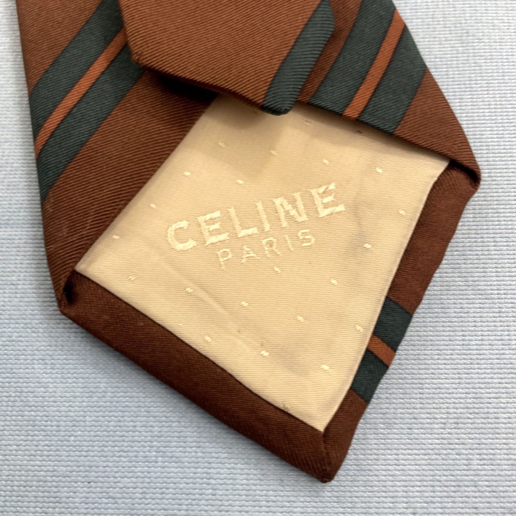 Celine VINTAGE CELINE Paris Silk Tie Equestrian Horse Stripe Monogram Logo Brown 3x62 Capsule Necktie - One Size, Men Size ONE SIZE - 4 Thumbnail