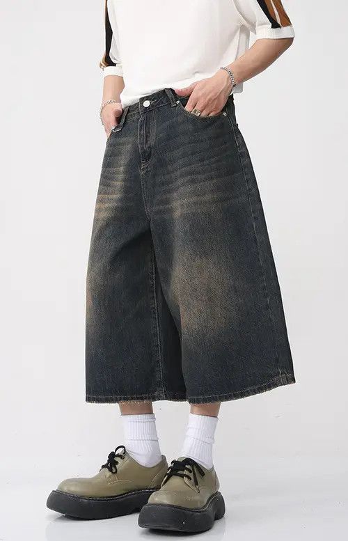Other Loose wide-leg vintage distressed flared denim shorts Size US 32 / EU 48 - 4 Thumbnail