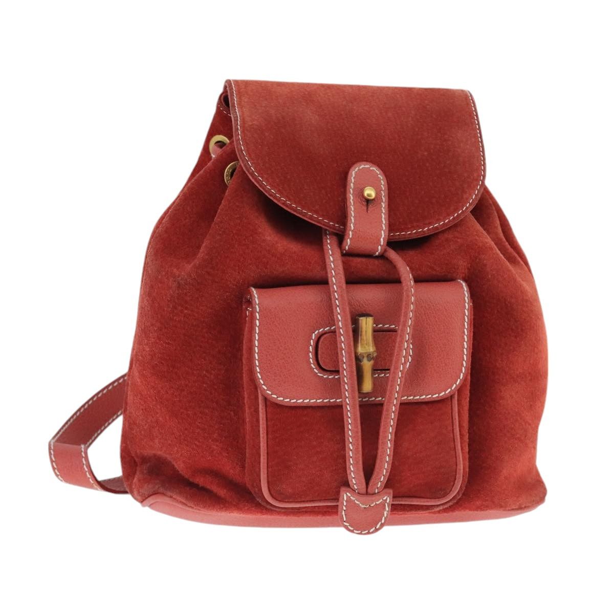 GUCCI Bamboo Backpack Suede Brown Gold 003 Gucci GUCCI Bamboo Backpack Suede Leather Brown Gold 003 58  main image 2