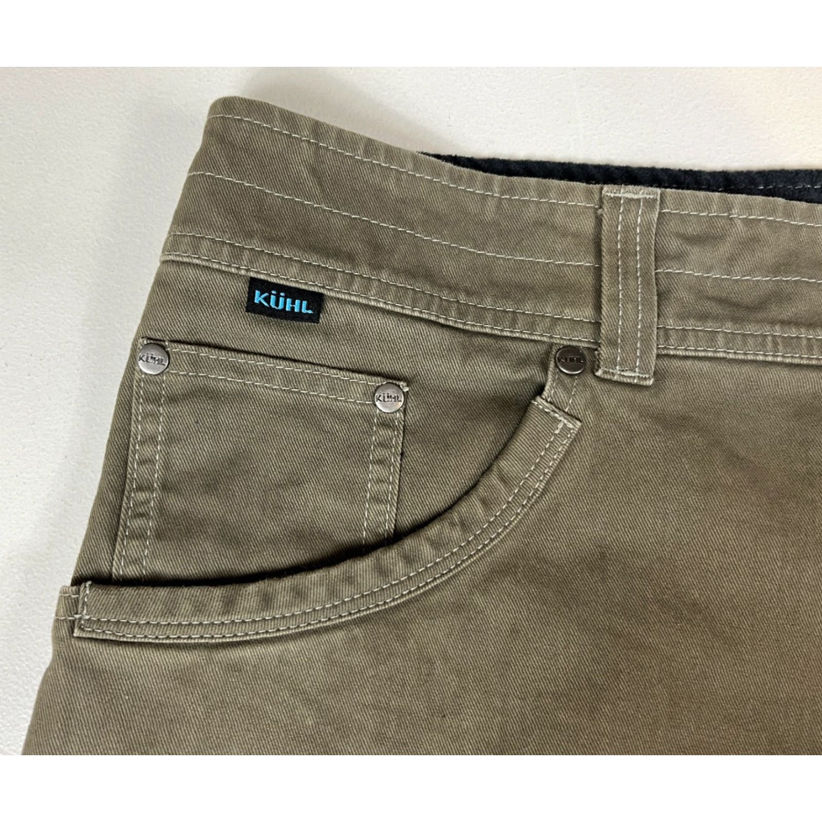 Vintage VINTAGE Kuhl Men’s Easy Rydr Pants 38x32 Olive 38x32 Khaki Green Outdoor Hiking Cotton Blend Canvas Pockets Stretch 5017 Mens Size US 38 / EU 54 - 6 Thumbnail