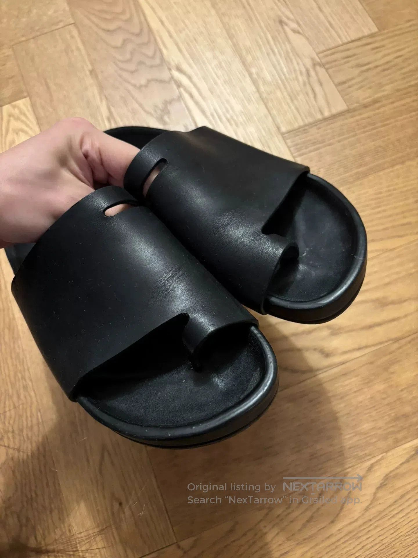 Rick Owens Rick Owens Leather Wooden Sole Slippers. Size US 6 / IT 36 - 2 Thumbnail