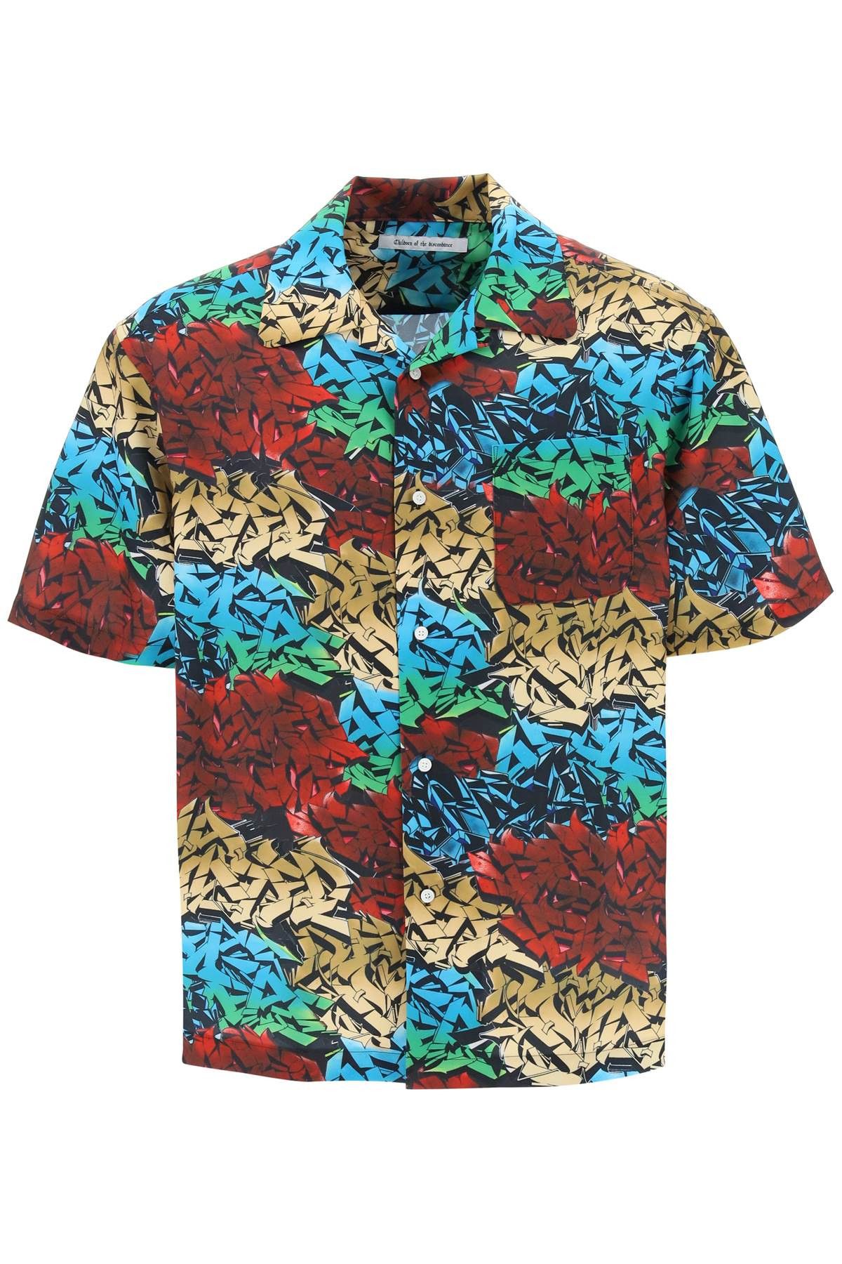 image of Children Of The Discordance Graffiti Print Short Sleeve Shirt, Men's (Size Medium)
