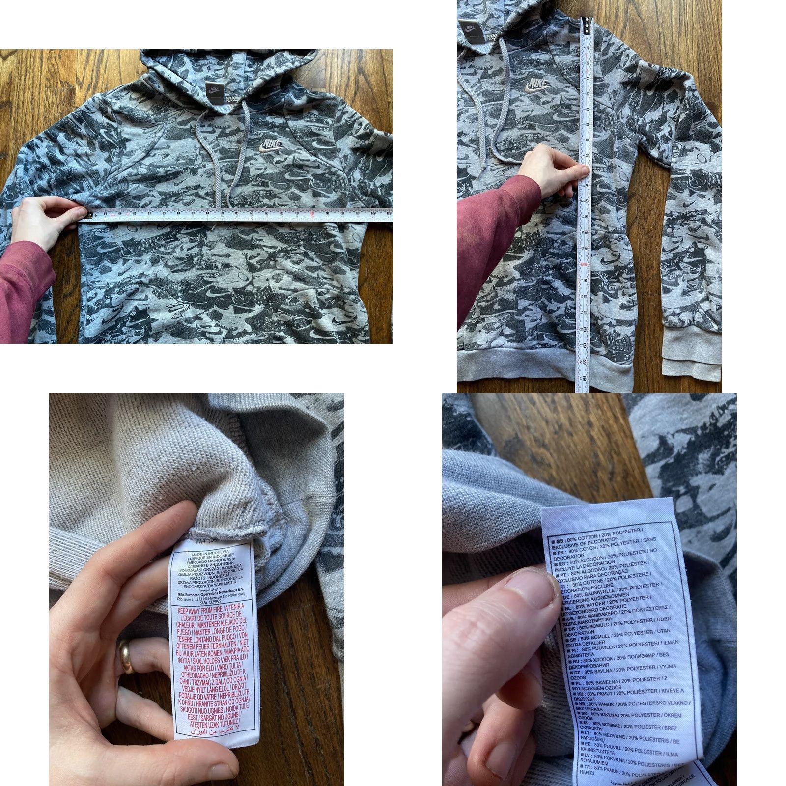 Nike Nike Hoodie Mens Size Large AOP Sweatshirt Gray Camo Pullover Drawstring Swoosh Size US L / EU 52-54 / 3 - 8 Thumbnail