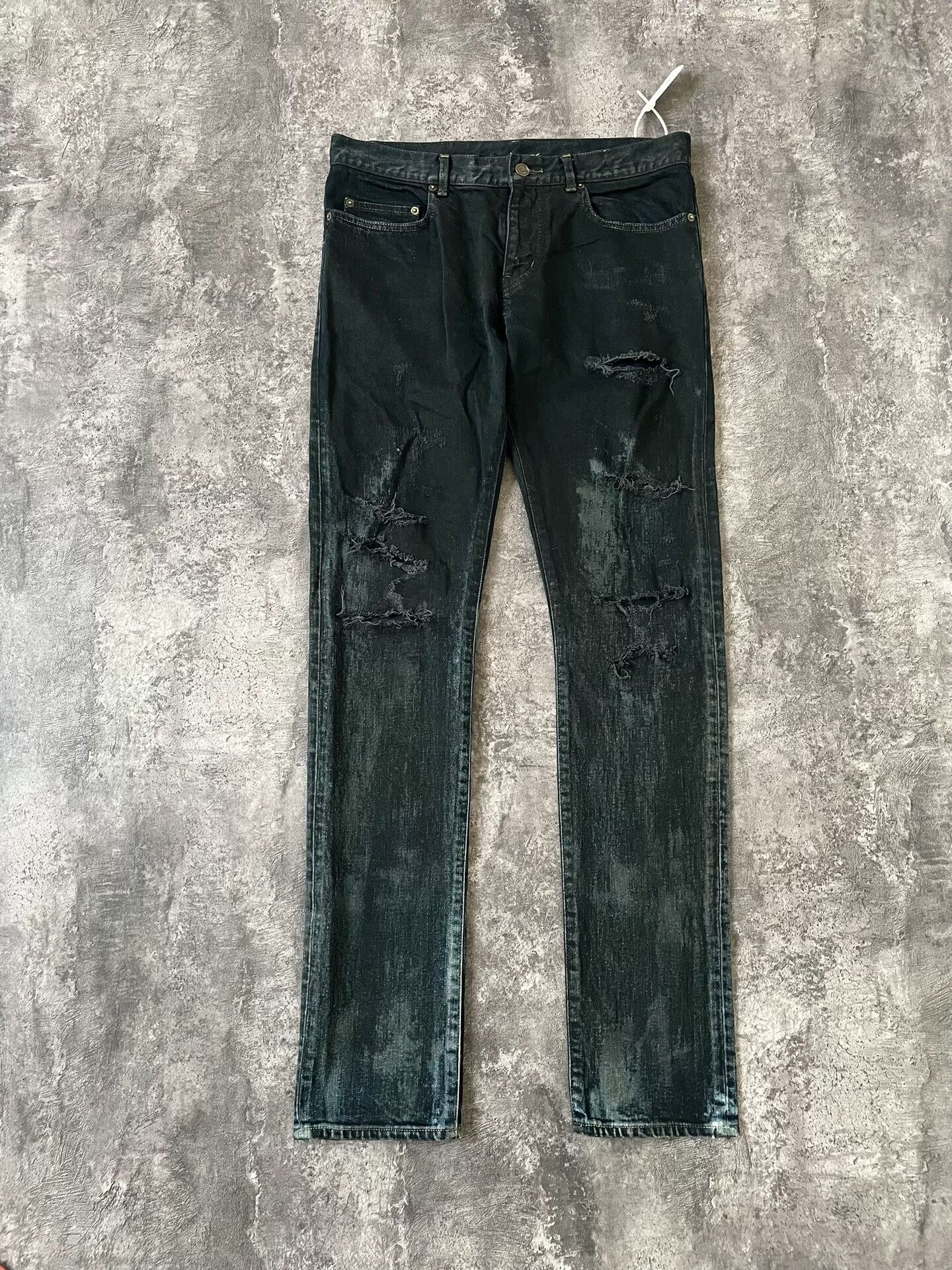 Saint Laurent Paris Saint Laurent Distressed Black Denim Jeans Size US 32 / EU 48 - 1 Thumbnail