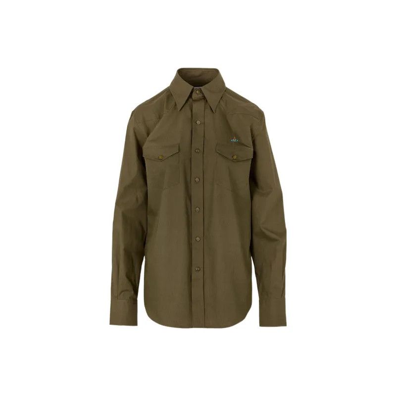 Vivienne Westwood o1y0525 Logo Solid Color Shirt in Military Green Size US S / EU 44-46 / 1 - 1 Thumbnail