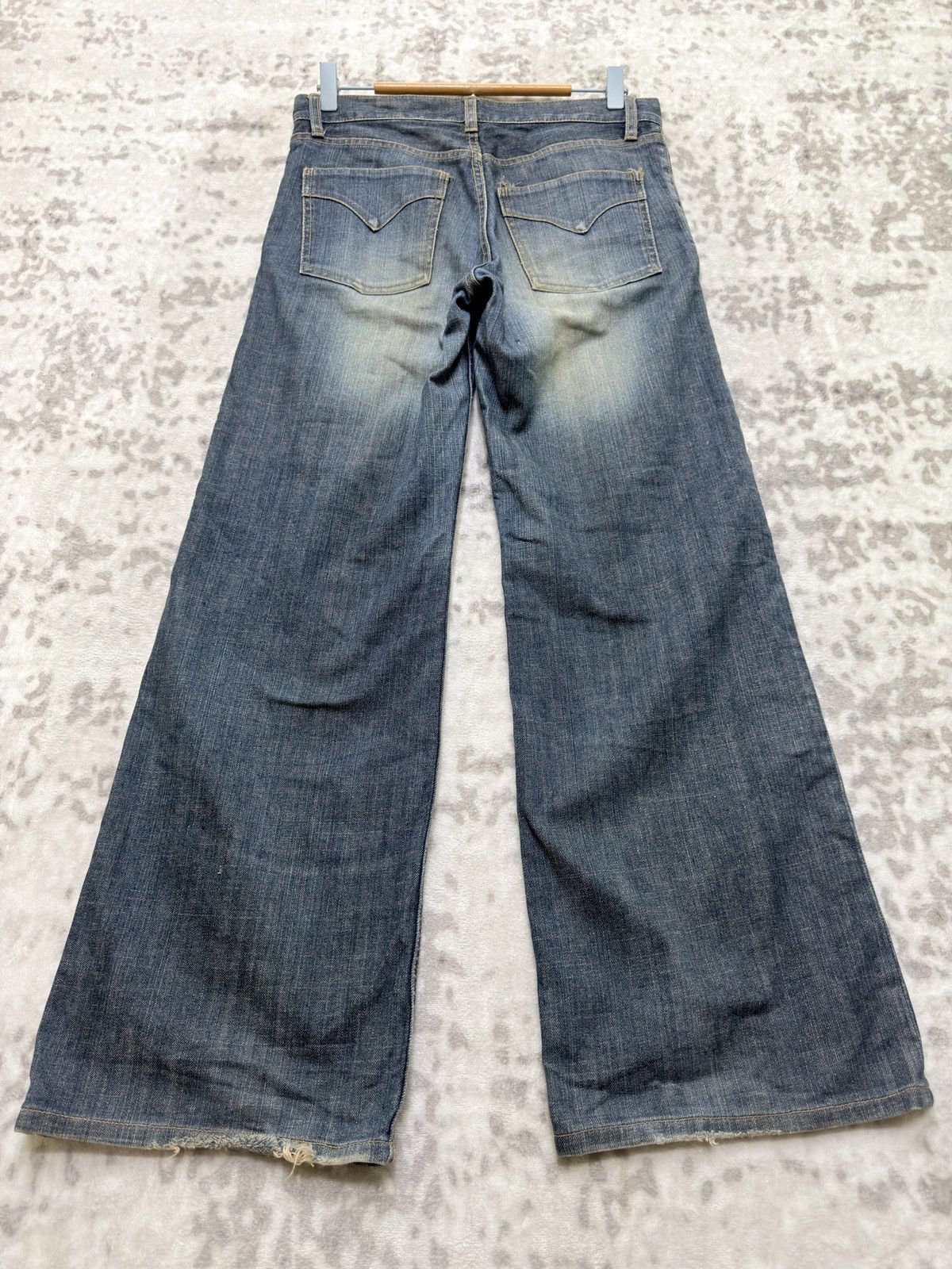 Japanese Brand Y2K Kiyoko Takase Flared Wide leg Panel Denim Jeans Size US 29 - 2 Thumbnail