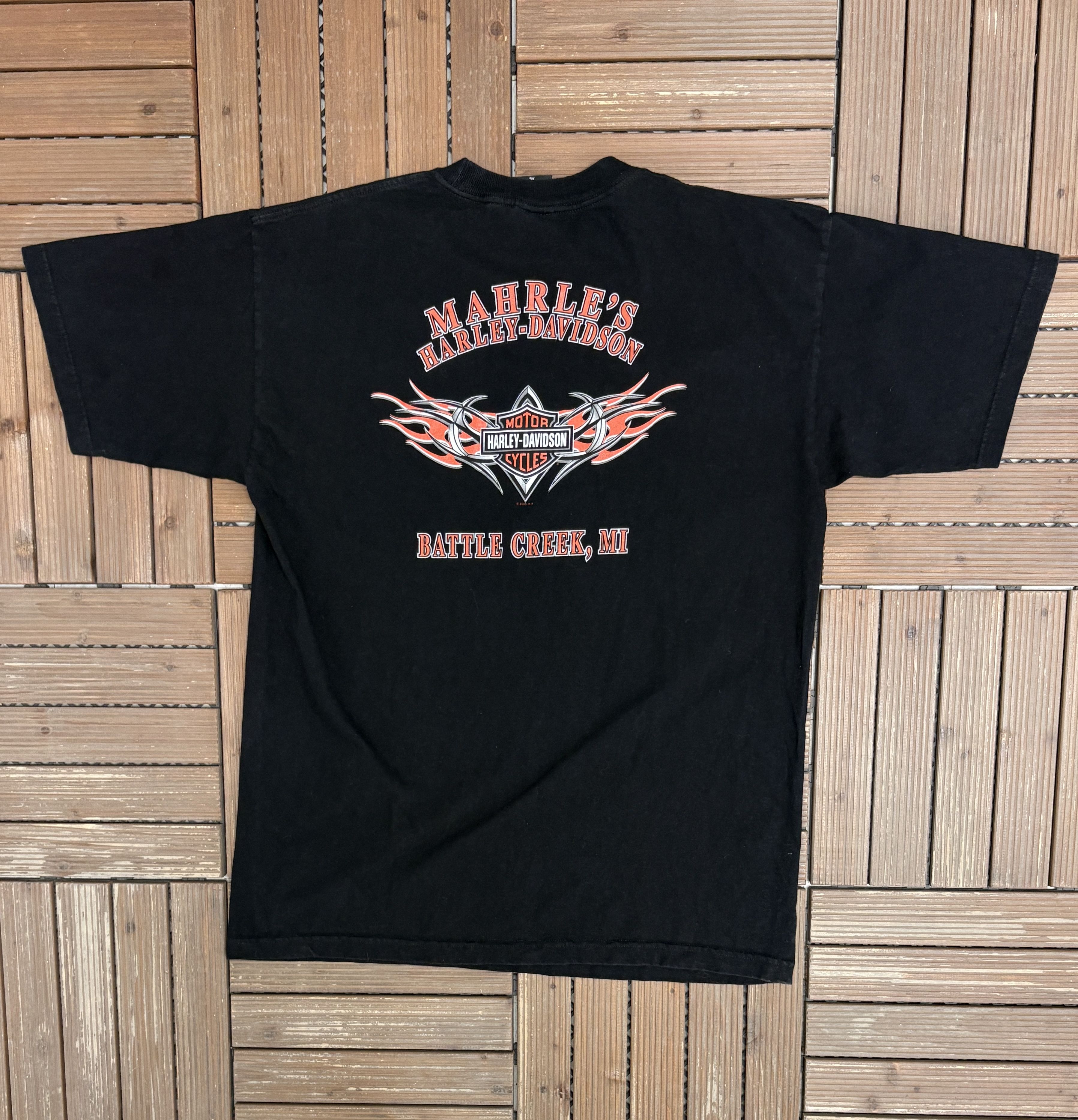 Harley Davidson Harley Davidson Battle Creek, Michigan Vintage Black Tee Size US XL / EU 56 / 4 - 4 Thumbnail