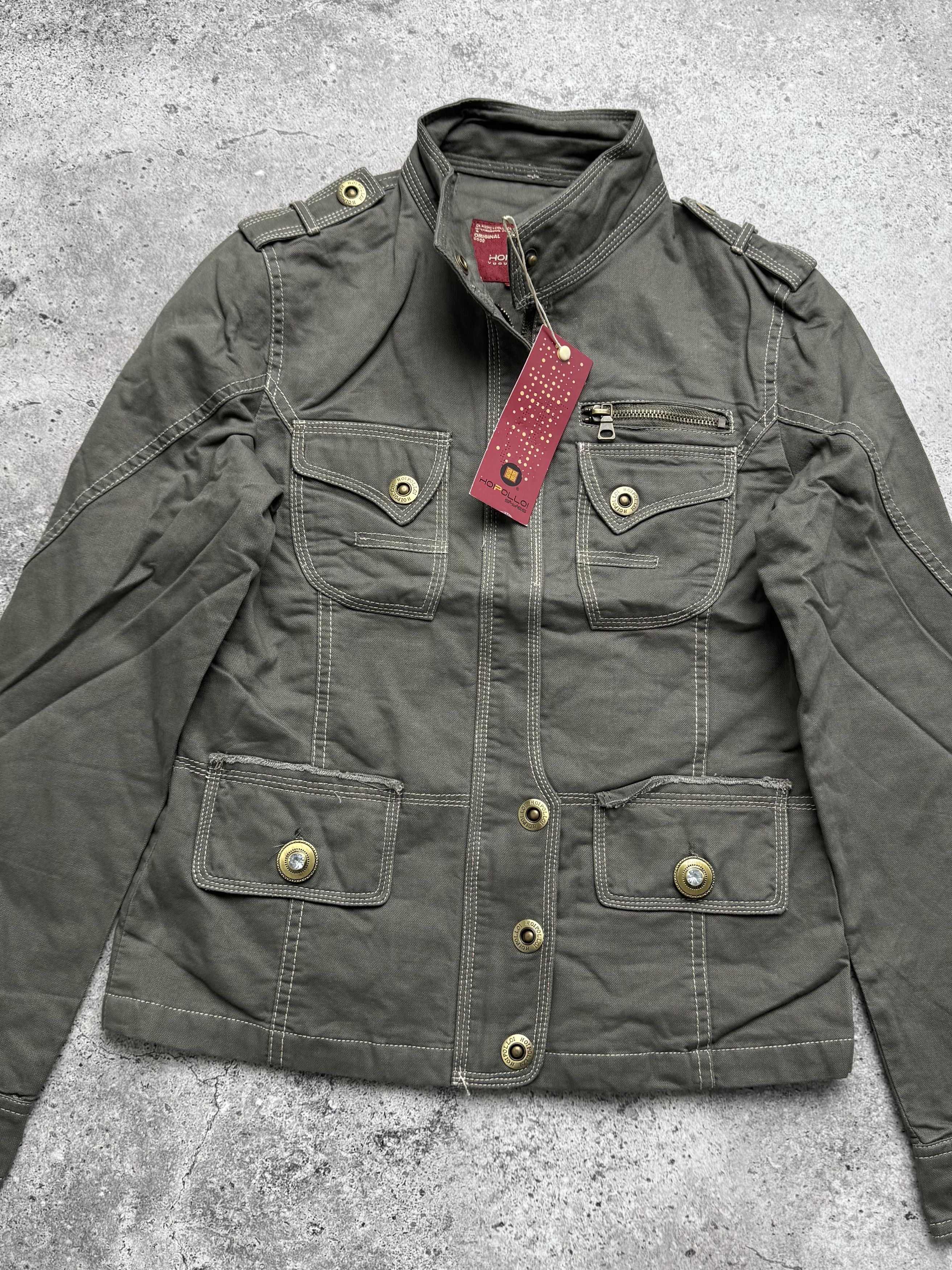 Vintage Vintage Khaki Military Jacket Utility Cotton Zip Button Coat Size XS / US 0-2 / IT 36-38 - 2 Thumbnail